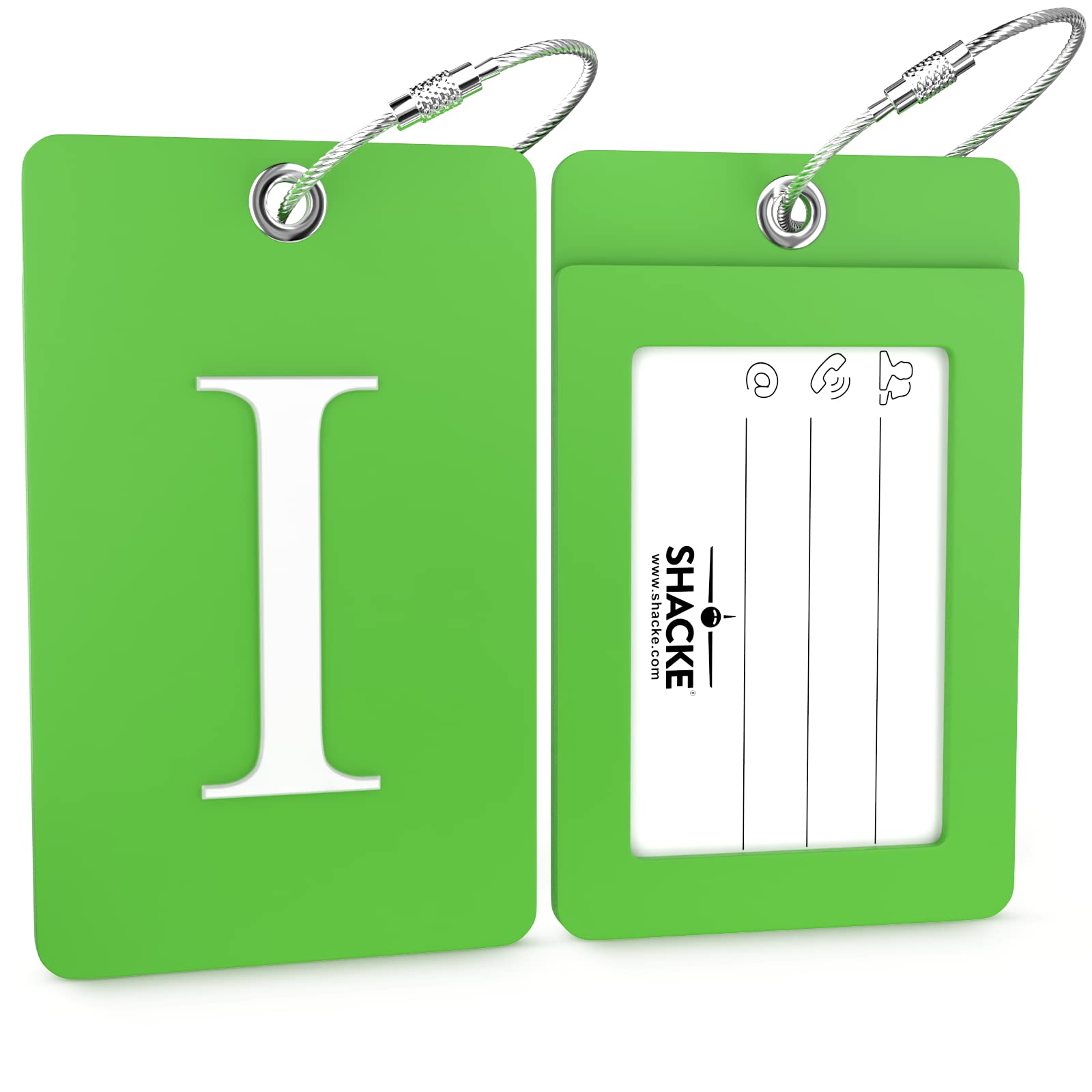 Custom Initial Luggage Tag - Flexible Personalized Travel Bag Tag with Stainless Steel Loop (Letter I) - Perfect for Suitcases, Backpacks & Travel Accessories