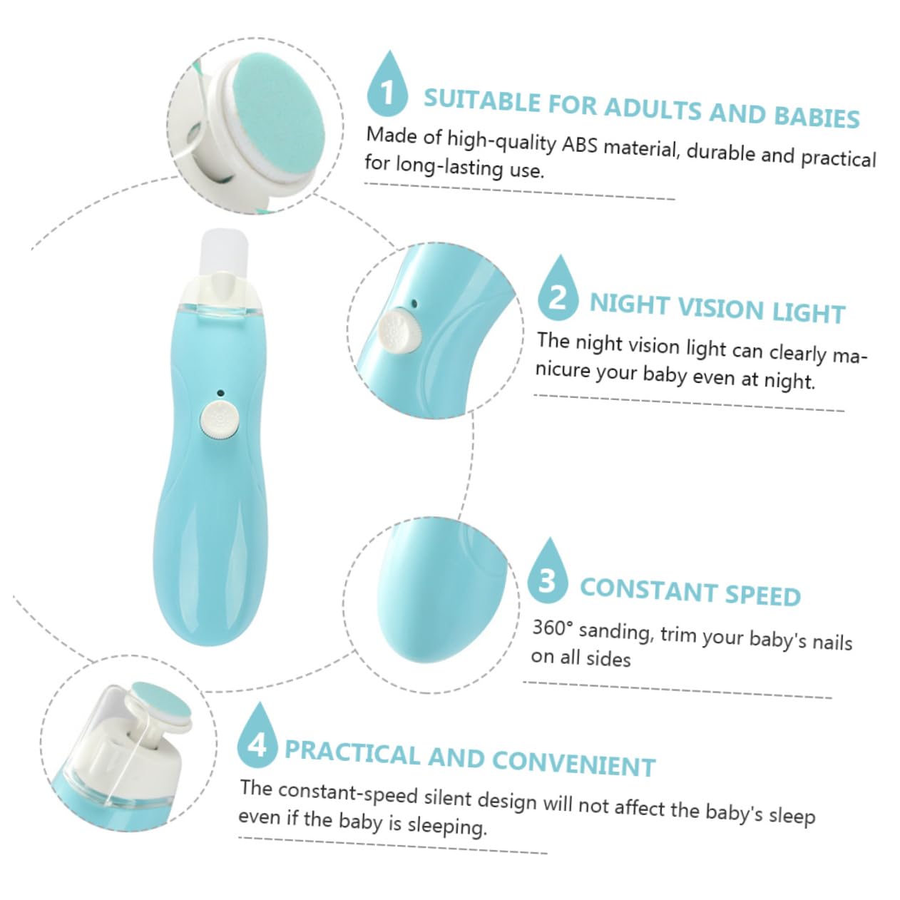 CATIEBYE Electric Nail Grinder & Trimmer Kit - Safe Baby Nail Clippers for Newborns & Kids - Gentle Nail Care with ABS Material - Perfect for Home Use & Travel