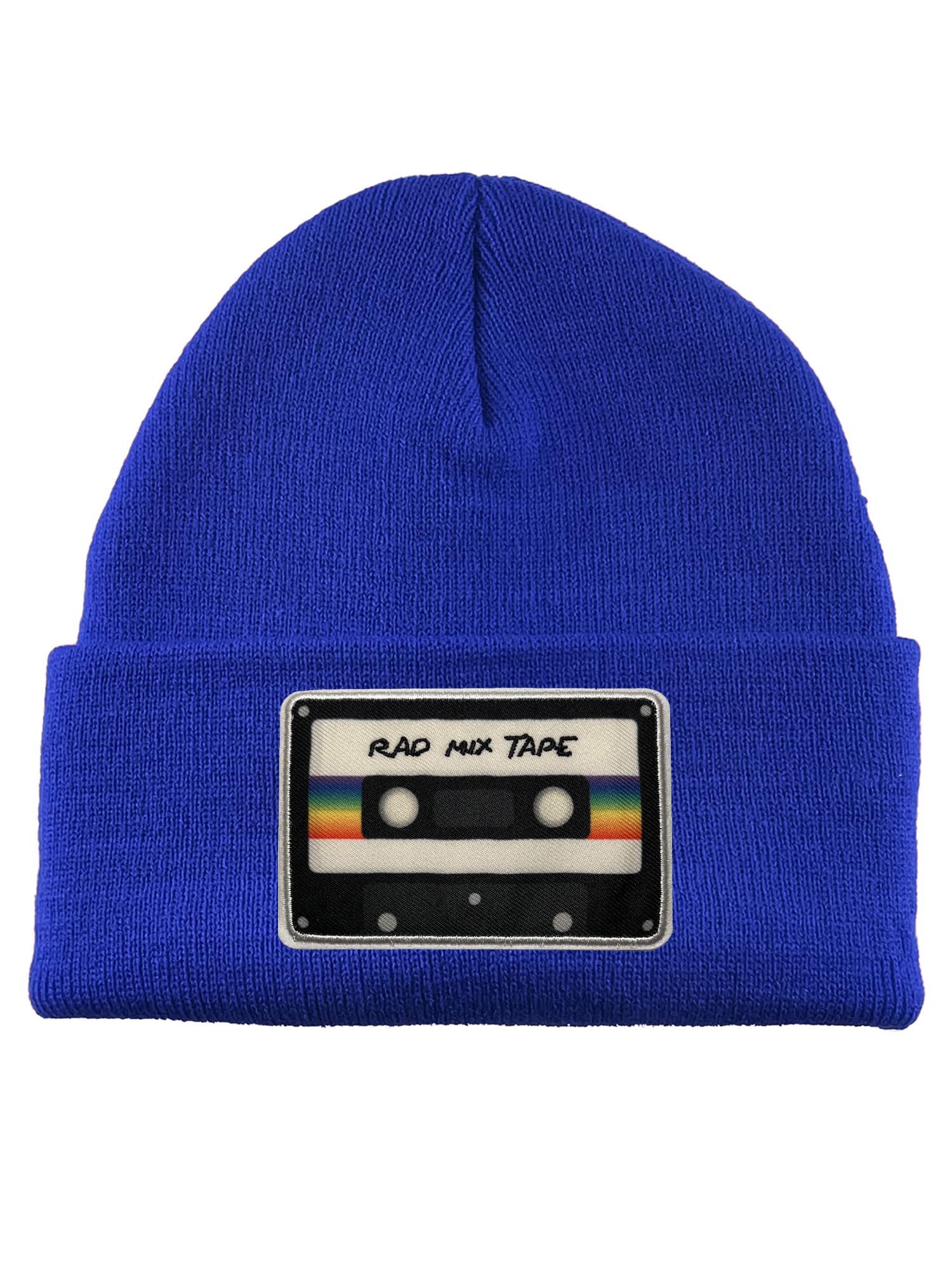 Gravity Threads Rad Mix Tape Patch Cuffed Beanie - Trendy Skull Cap for Men & Women - Perfect for Winter, Streetwear, and Hip Hop Fashion