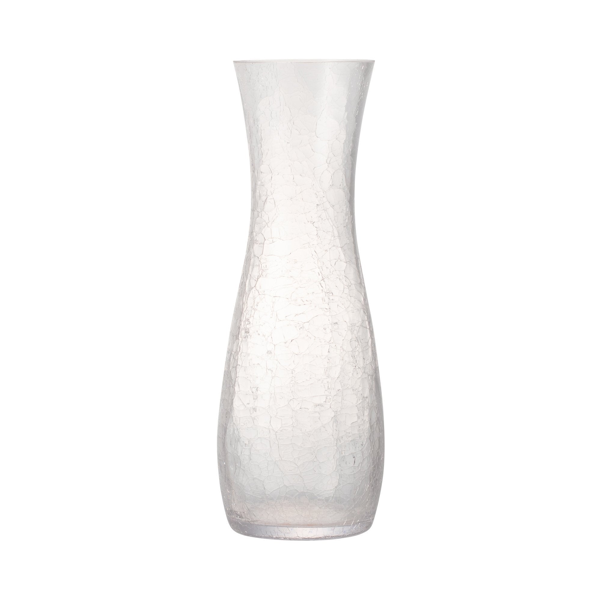 Large Clear Crackle Glass Flower Vase - Elegant Home Decor for Living Room, Dining Table & Wedding Centerpieces