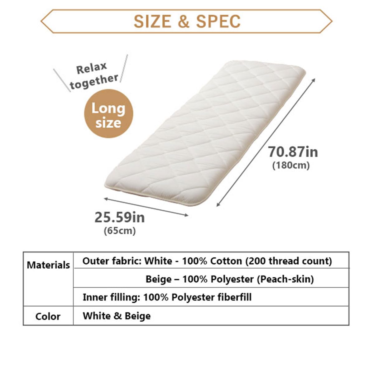 EMOOR Japanese Futon Mattress CLASSE Small-Twin Size | Foldable Floor Sleeping Bed | Tatami Mat | Made in Japan | White Cotton | Perfect for Small Spaces, Guest Rooms & Minimalist Living