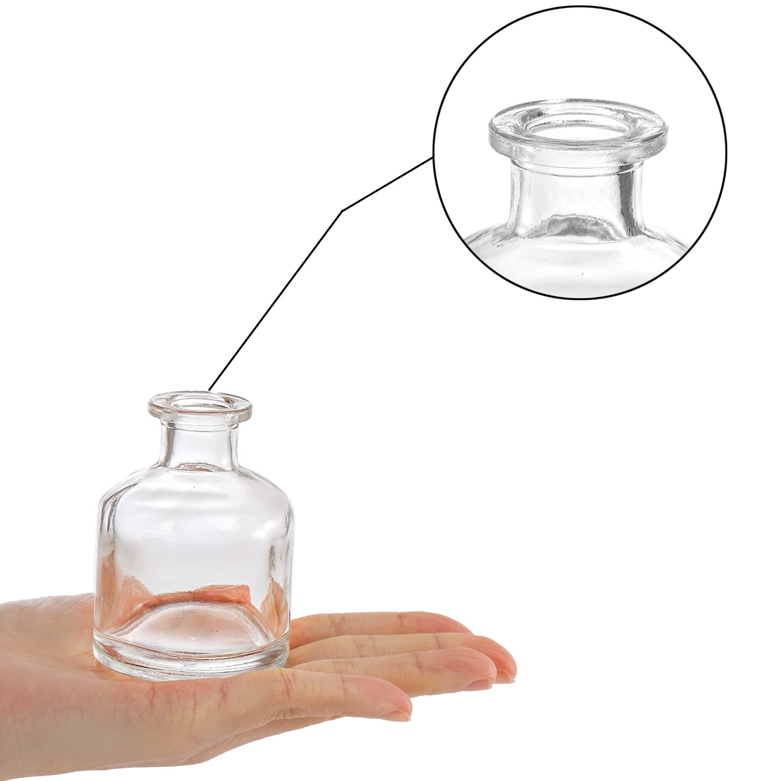 Hedume Set of 10 Small Clear Glass Flower Vases - Mini Bud Vases for Home Decor, Wedding Centerpieces, Rustic Table Decorations | Perfect for Dining Tables, Shelves, and Event Floral Arrangements