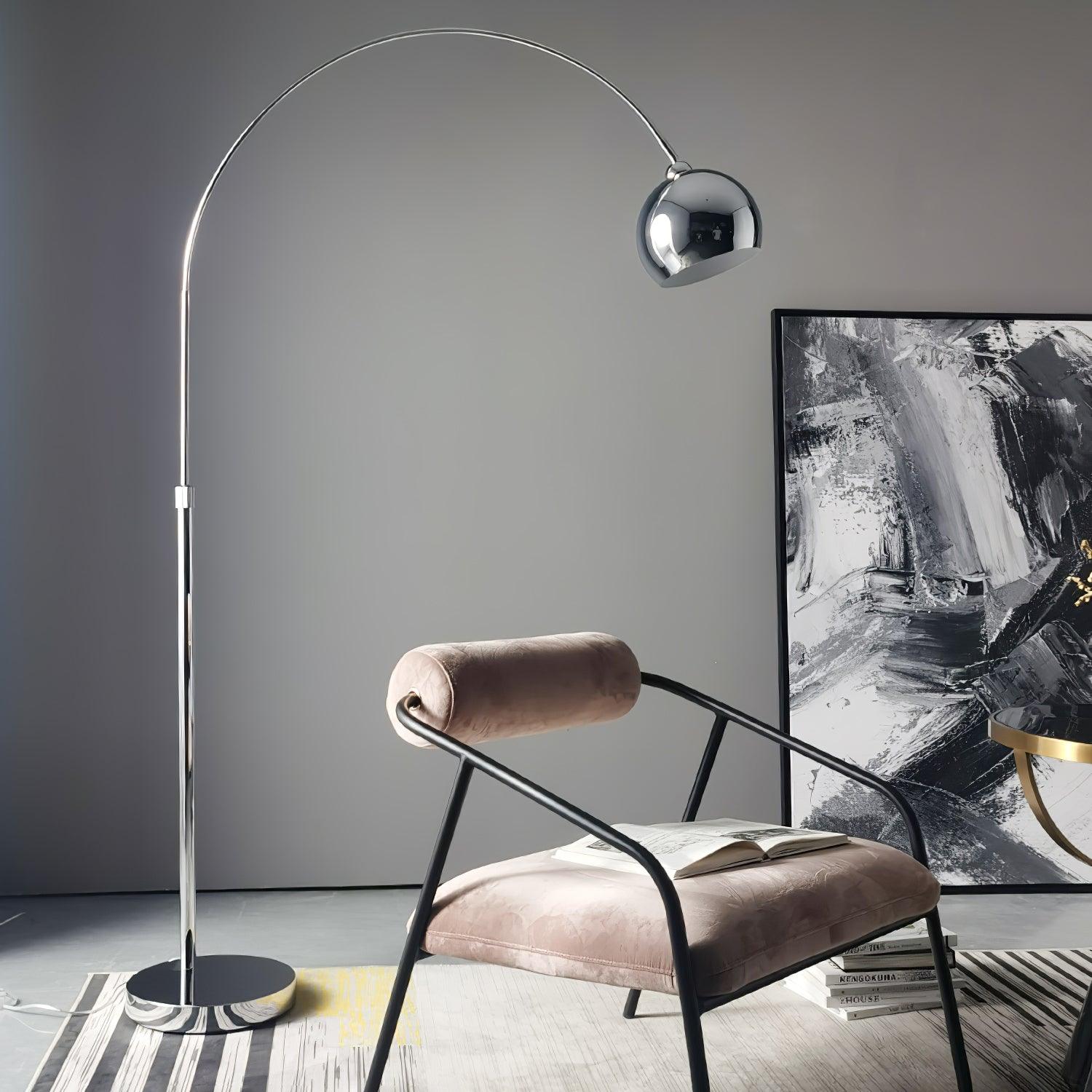 Modern Angler Floor Lamp with Adjustable Swing Arm - Dimmable LED Reading Light for Living Room, Bedroom & Office - Perfect for Reading, Working & Relaxing