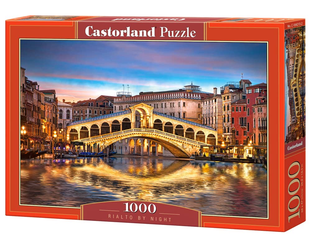 CASTORLAND 1000 Piece Jigsaw Puzzle - Rialto by Night Venice Italy | Romantic European Bridge Landscape | Challenging Adult Puzzle C-104215-2 | Perfect for Relaxation, Family Bonding & Home Decor