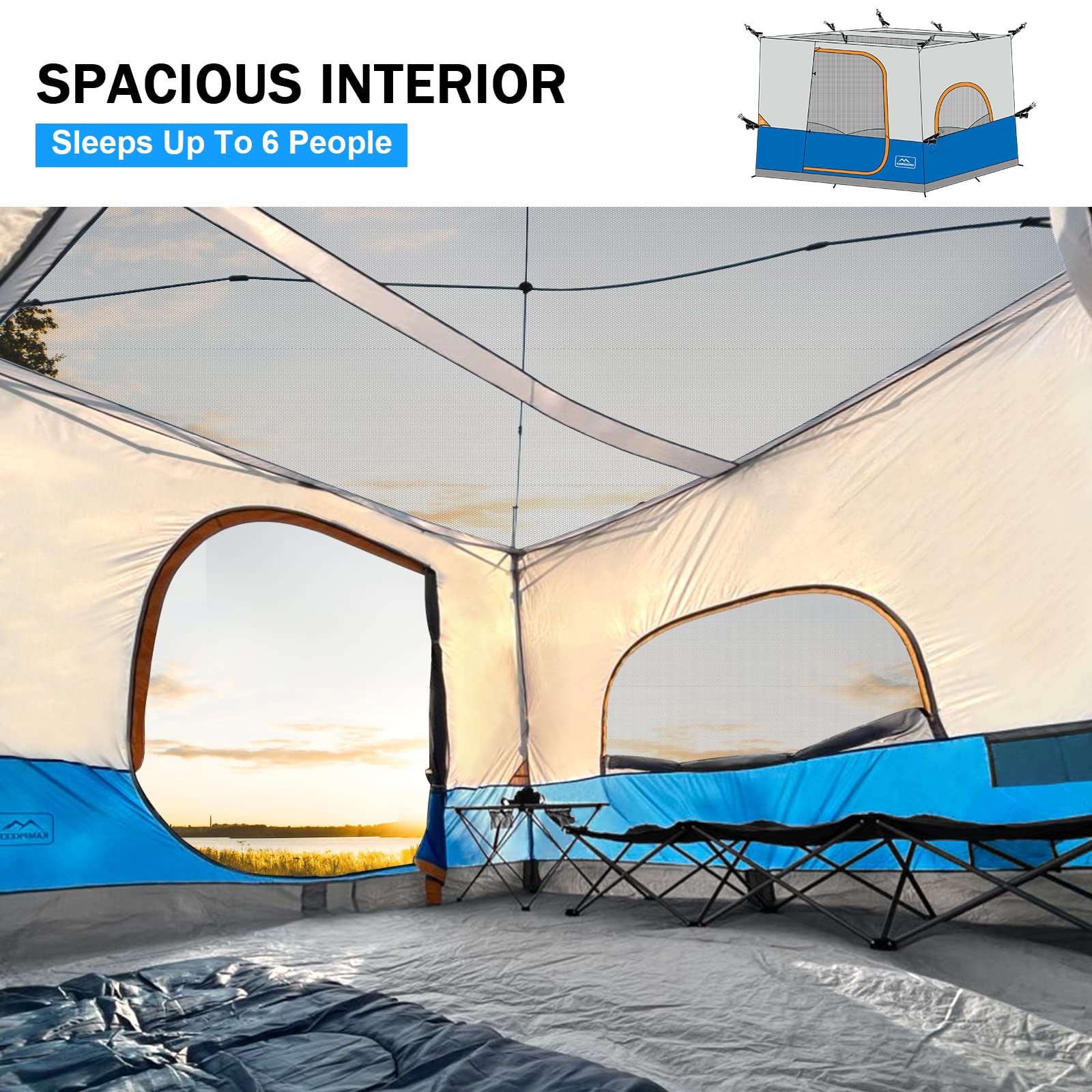 KAMPKEEPER 10'x10' Camping Inner Tent for Pop Up Canopy | Convert Straight Leg Canopy to Camping Shelter | Fully Vented Roof Design | Light Blue | Perfect for Outdoor Camping, Hiking & Backyard Adventures (Canopy & Frame Not Included)