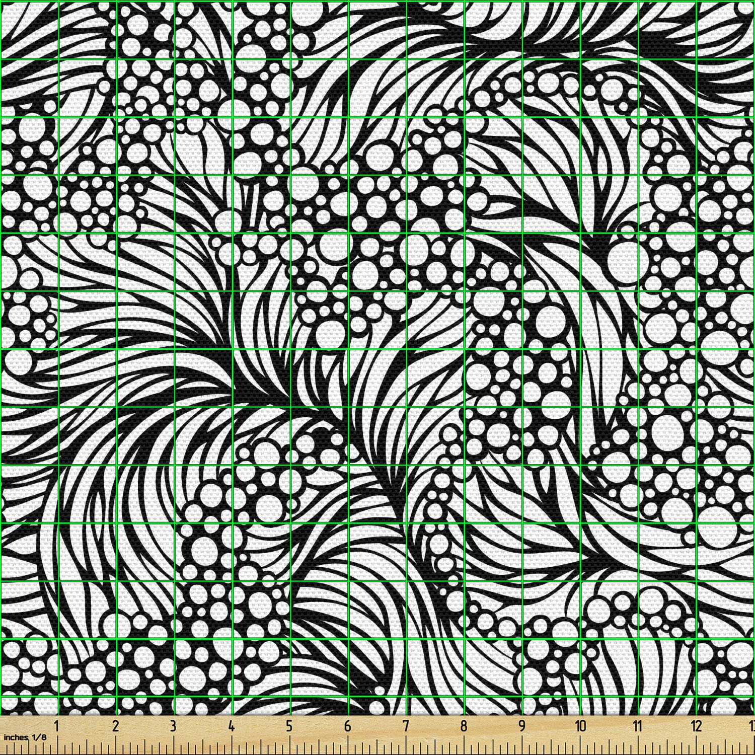 Ambesonne Black and White Abstract Ocean Waves Fabric by The Yard - Water Themed Bubbles & Dots Pattern - 10 Yards Upholstery Material for Sofa, Curtains, Pillows & Home Decor (Black/White)