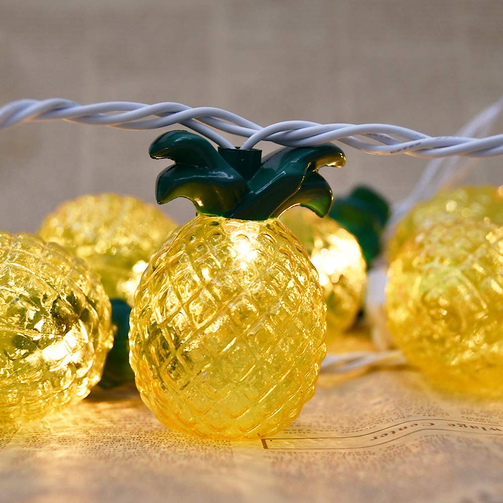 GOOTHY 8.5Ft Pineapple String Lights - 10 LED Outdoor Tropical Party Lights for Summer, Beach, Hawaiian Wedding & Camping Decor | Perfect for Patio, Backyard, Bars, and Home Decorations