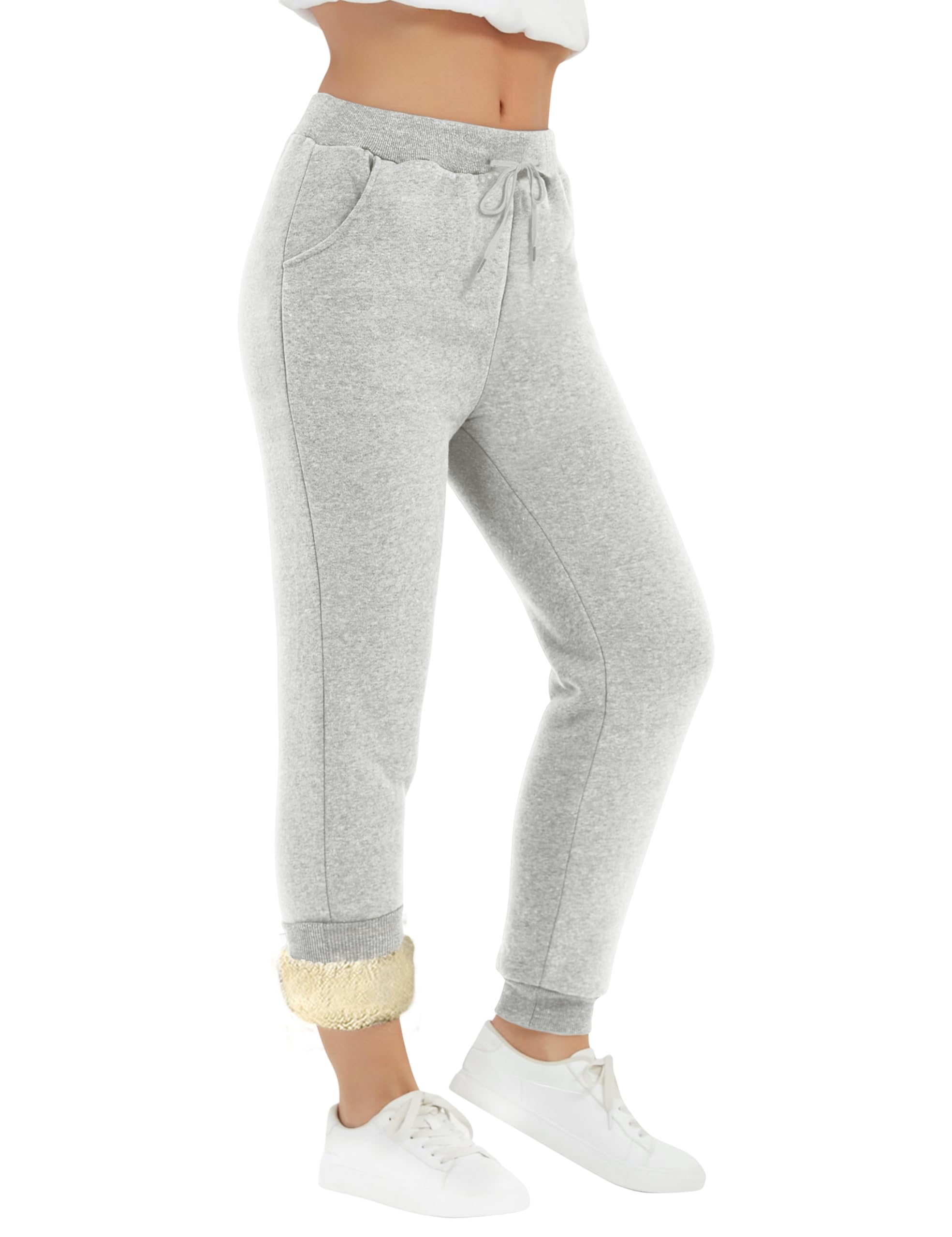 Yeokou Women's Warm Sherpa Lined Athletic Sweatpants - Soft Fleece Jogger Pants for Running, Yoga & Lounge - Cozy Winter Workout & Casual Pants