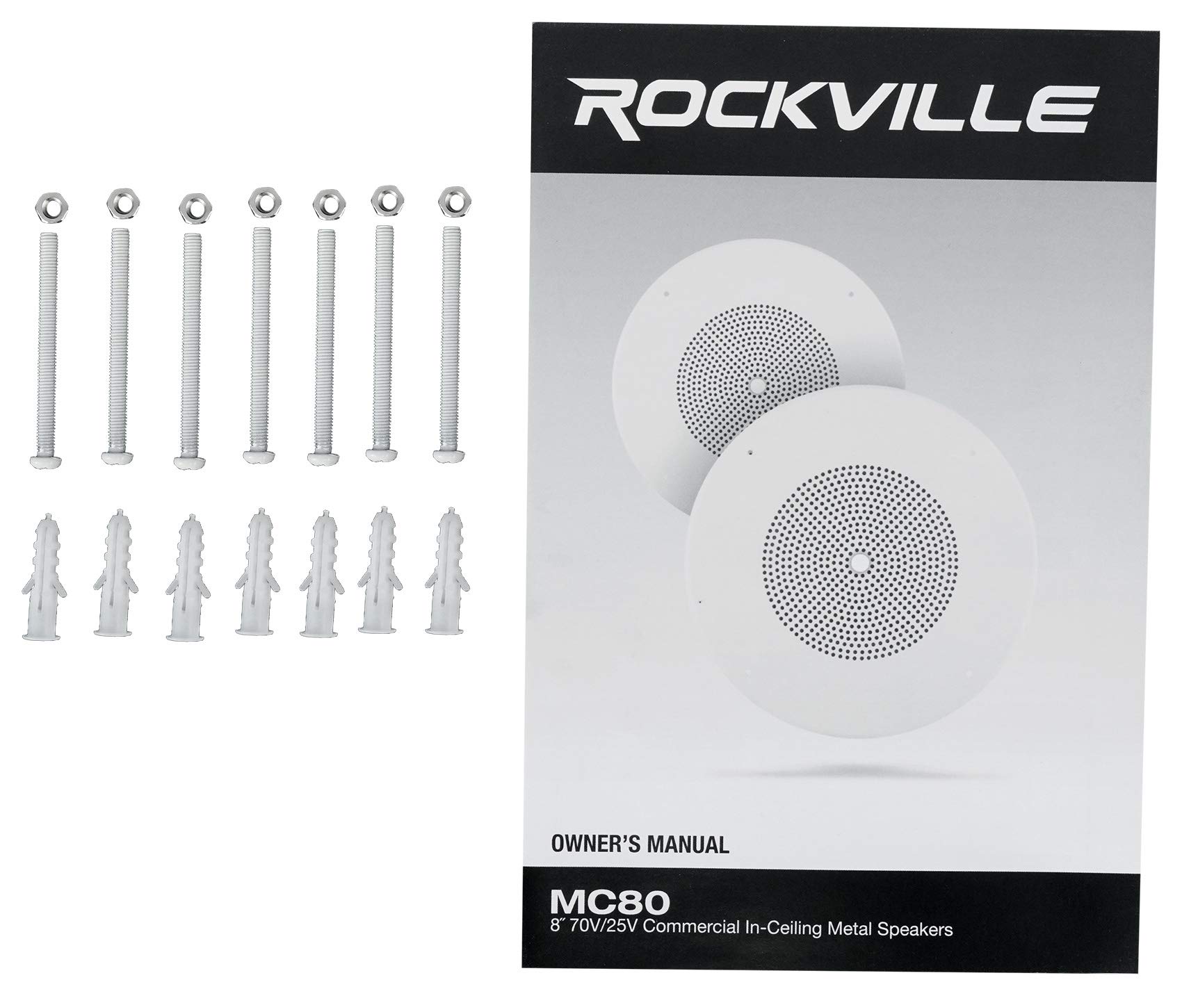 Rockville RCS80-1 60 Watt 70V Commercial Amplifier with Bluetooth & (8) MC80 8
