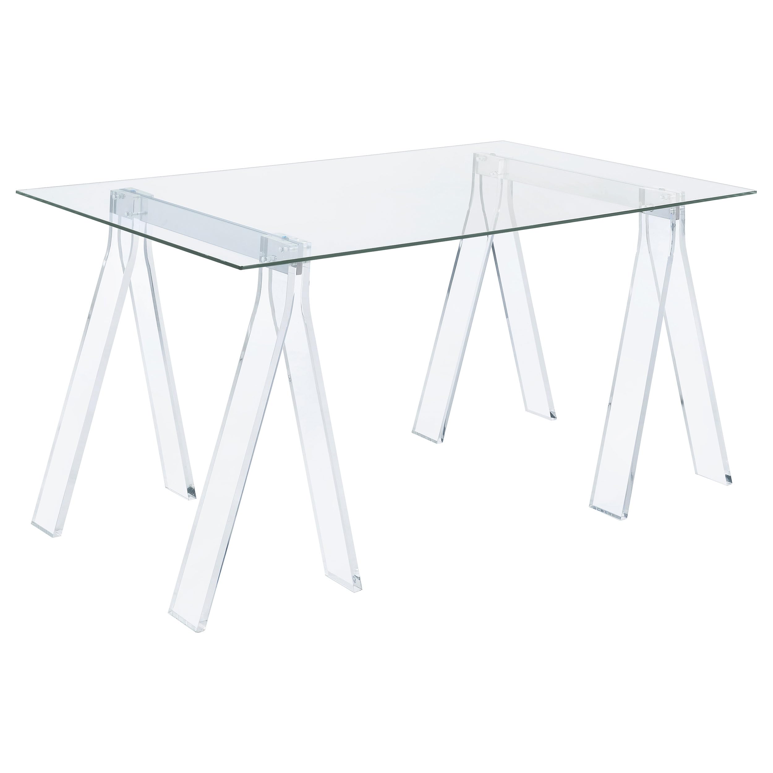Coaster Home Furnishings Amaturo Clear Acrylic Writing Desk with Tempered Glass Top - Modern Home Office Desk for Small Spaces & Dorm Rooms