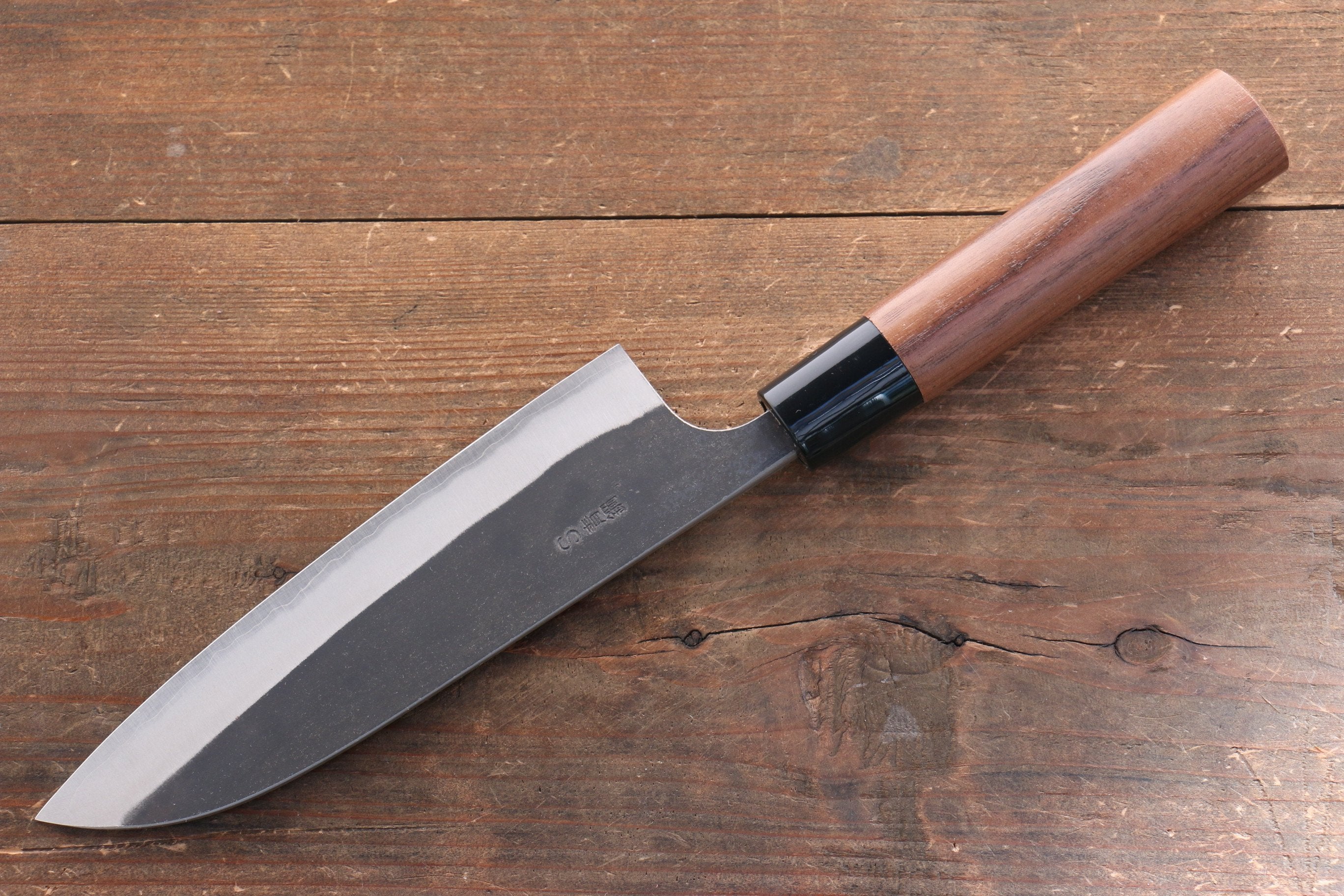 NAO Yamamoto Blue Super Kurouchi Santoku Knife 165mm - Japanese Chef Knife with Walnut Handle for Slicing, Dicing & Chopping Vegetables, Meat & Fish - Perfect for Home Cooks & Professional Chefs