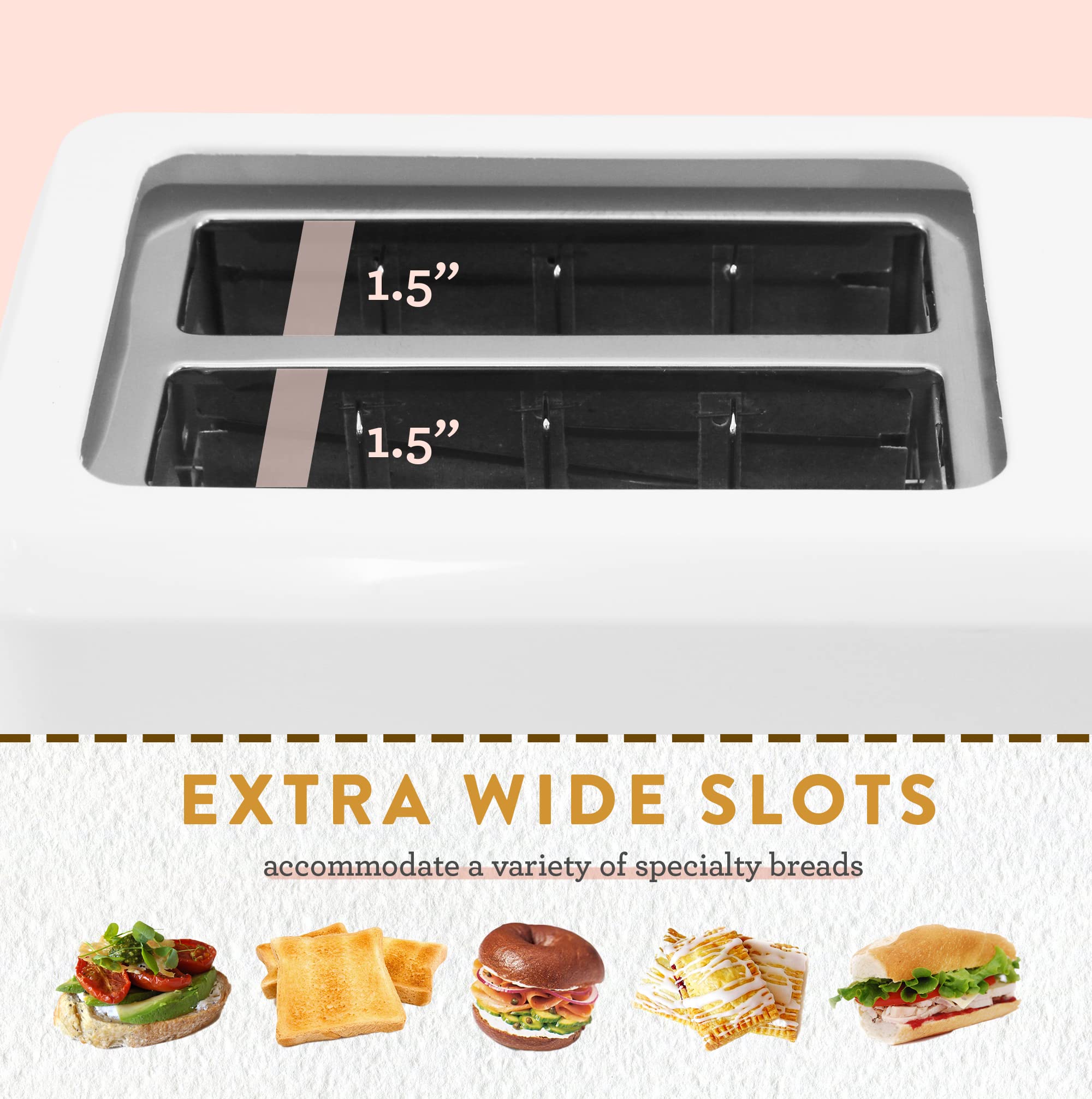 Elite Gourmet ECT-1027 Cool Touch 2-Slice Toaster with 7 Browning Settings - Extra Wide 1.5
