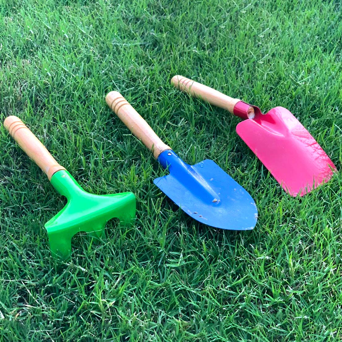 6PCS Kids Gardening Tool Set with Metal & Sturdy Wooden Handle - Safe 8