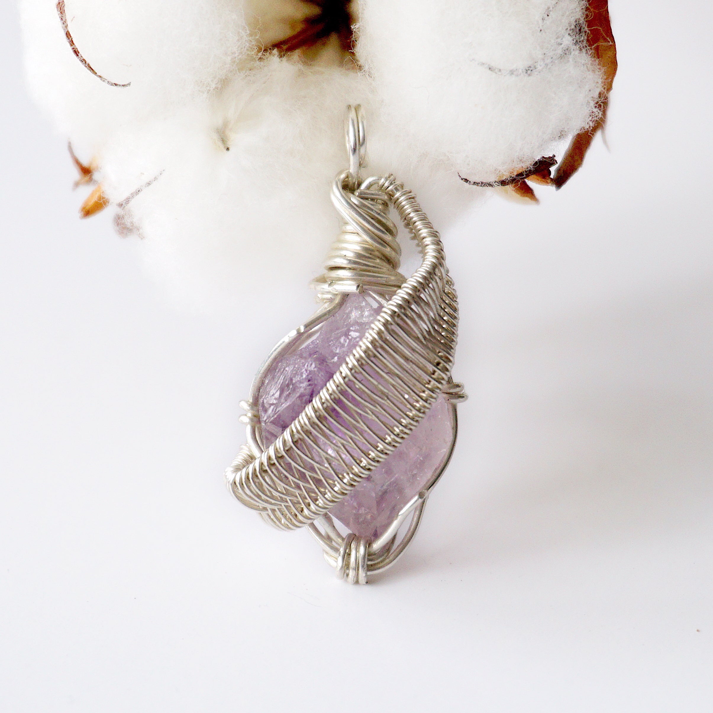 Natural Raw Amethyst Pendant Necklace in Sterling Silver 925 - Healing Crystal Jewelry for Women, Spiritual Gift & Everyday Wear