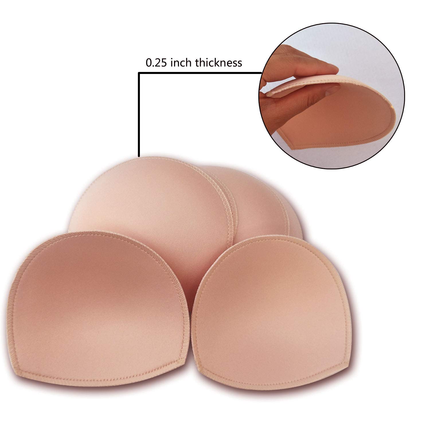 WMugthome 3-Pair Sewn Bra Pads Inserts for Women - Soft Removable Padding for Sports Bras, Yoga Bras & Push Up Bras - Nipple Coverage & Enhanced Comfort (Ideal for Gym, Workout & Everyday Wear)