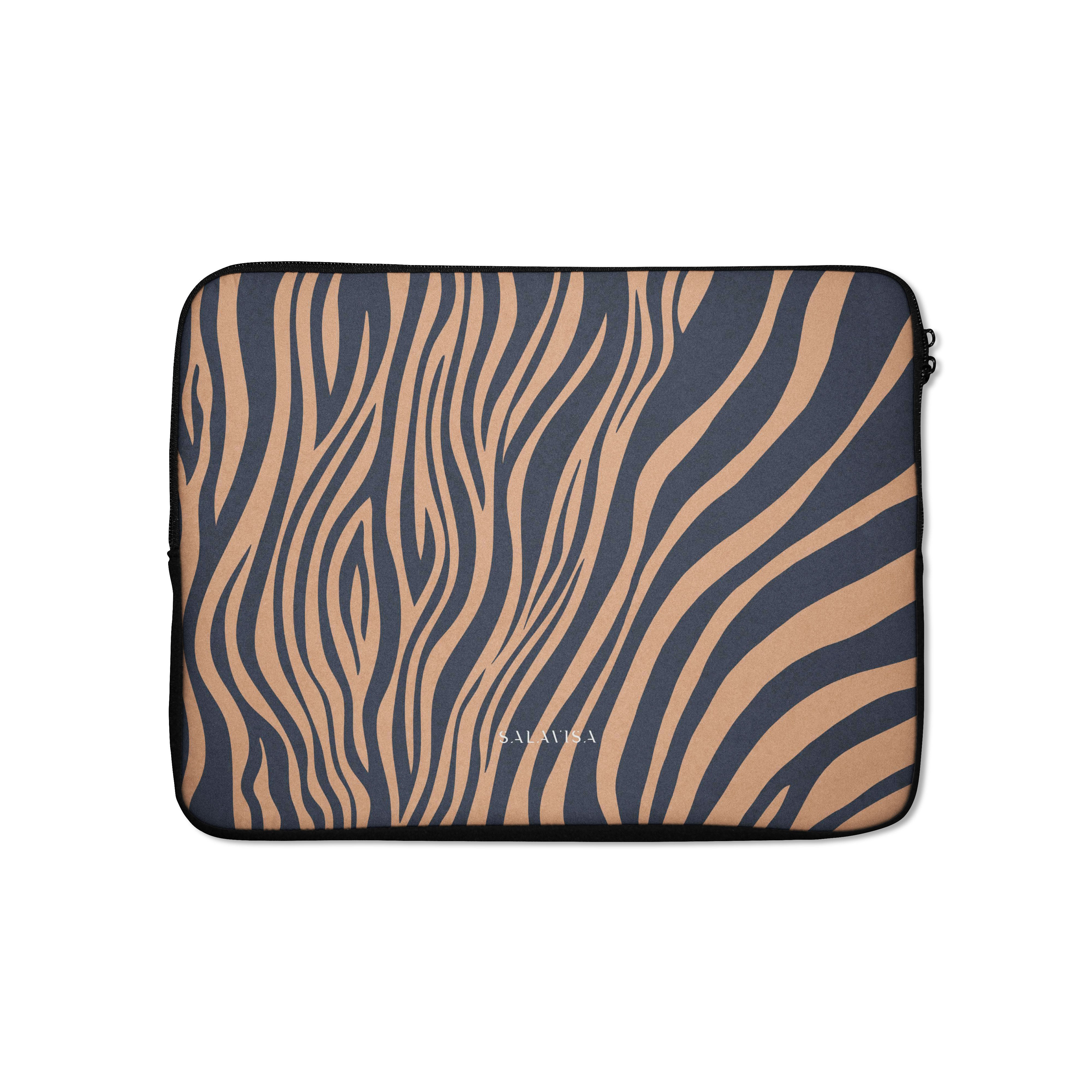 Premium Blue Copper Zebra Print Laptop Sleeve Case - 13-15 Inch Protective Cover for MacBook, Dell, HP | Perfect for Work, School & Travel