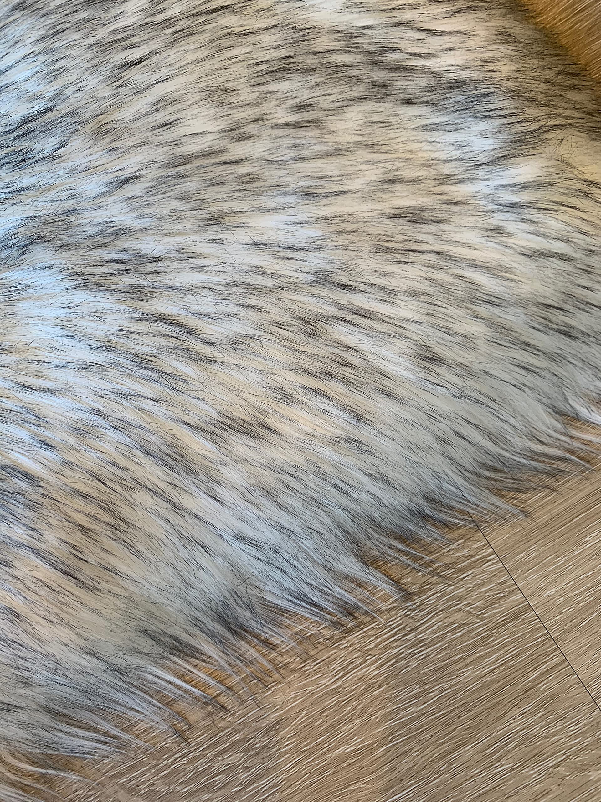 LAMBZY Faux Sheepskin Super Soft Hypoallergenic Silky Square Shag Rug - 5' White/Black Tips - Plush Living Room Carpet, Cozy Kids Bedroom Decor, Sofa Throw Blanket Alternative - Perfect for Nursery, Home Office & Pet-Friendly Spaces