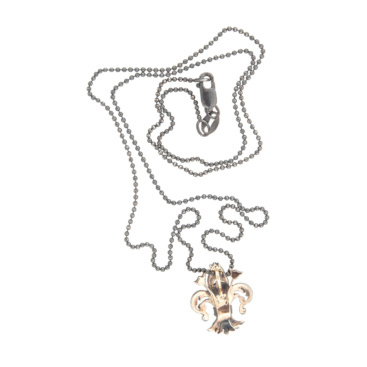 Victorian Style 14K Gold & Sterling Silver Diamond Fleur de Lis Pendant Necklace - Elegant Jewelry Gift for Women, Perfect for Weddings & Special Occasions