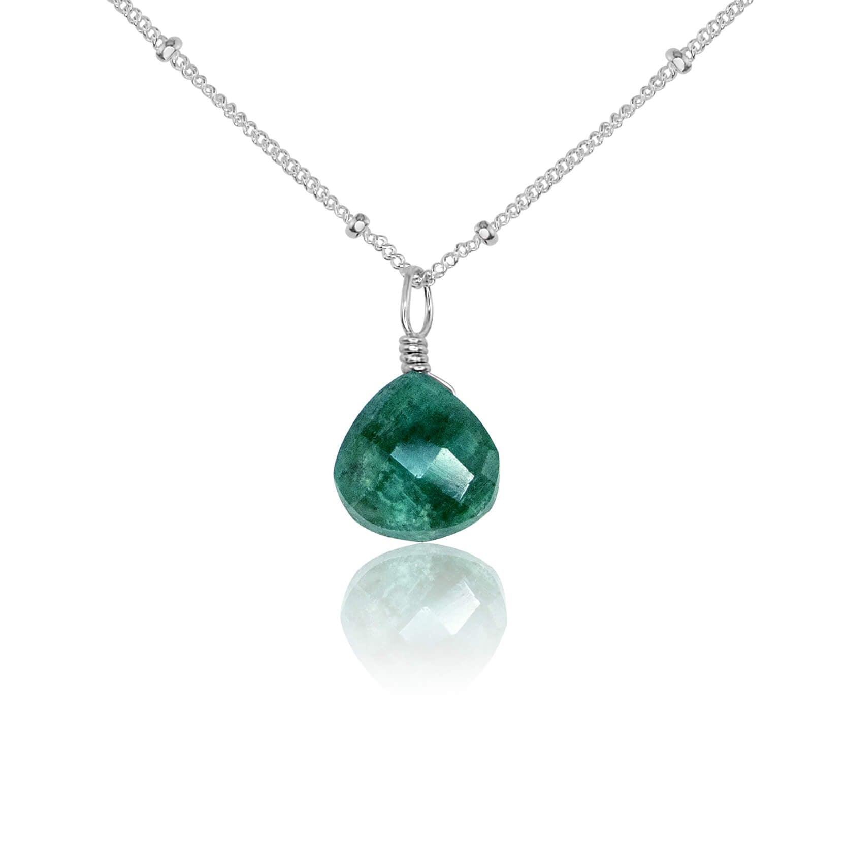 Tiny Emerald Teardrop Crystal Pendant Necklace - Elegant Green Gemstone Jewelry for Women | Perfect for Weddings, Parties & Special Occasions