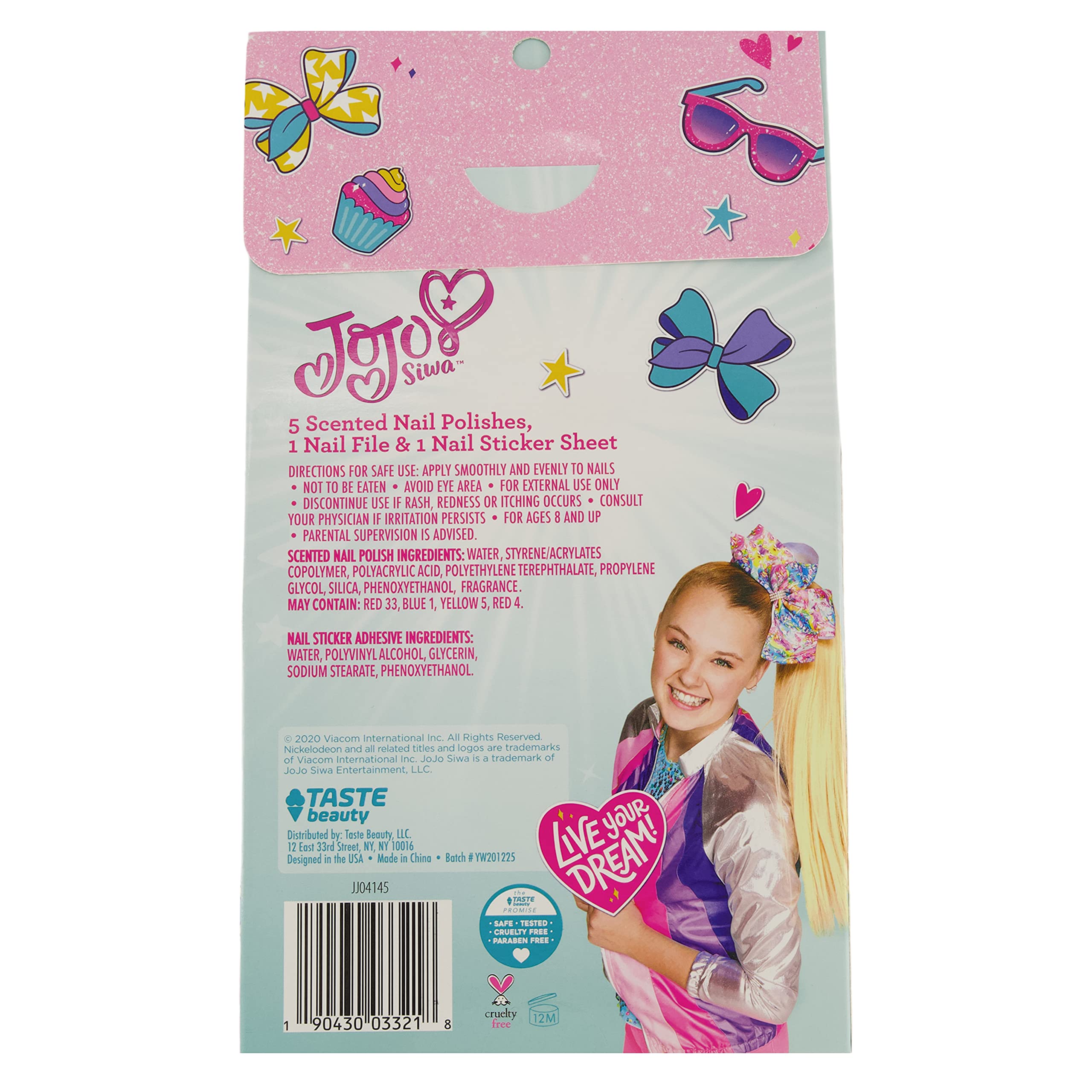 JoJo Siwa DIY Nail Art Kit - Scented Nail Polish, Fun Stickers & Nail File for Girls | Creative Nail Design Gift Set for Kids Birthday Parties & Sleepovers