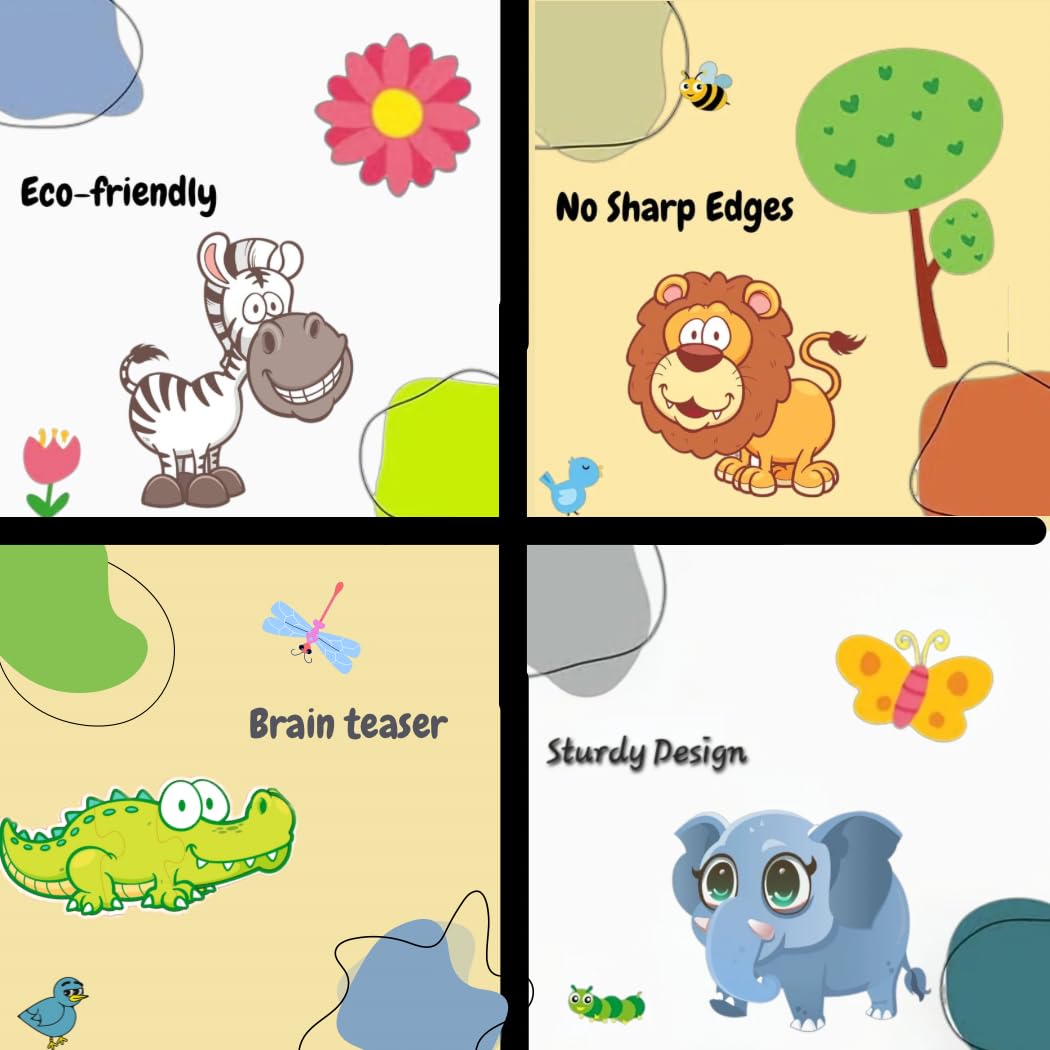 Montessori Wooden Jigsaw Puzzles for Kids Ages 2-5 - Fun Fry Wild Animal Toddler Learning Toys - Educational Puzzle Gift for Boys & Girls Birthday - Perfect for Preschool Classroom & Home Playtime Activities
