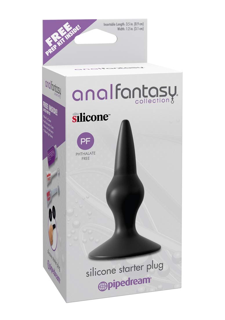 Anal Fantasy Collection Silicone Starter Plug - Beginner Butt Plug for Comfortable Anal Play, Black | Perfect for Couples Play, Solo Exploration & BDSM Accessories