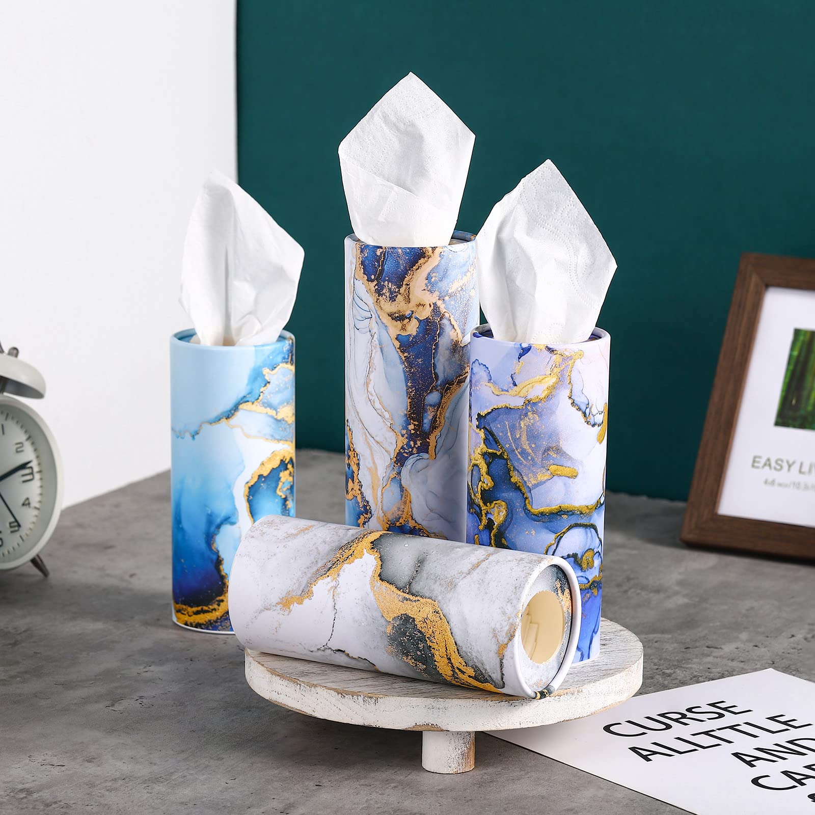 12-Piece Cylinder Car Tissue Box Set - Printed Round Disposable Napkins for Cup Holders | Travel Facial Tissues | Griotte Style Design | Perfect for Road Trips, Commuting & Car Cleaning