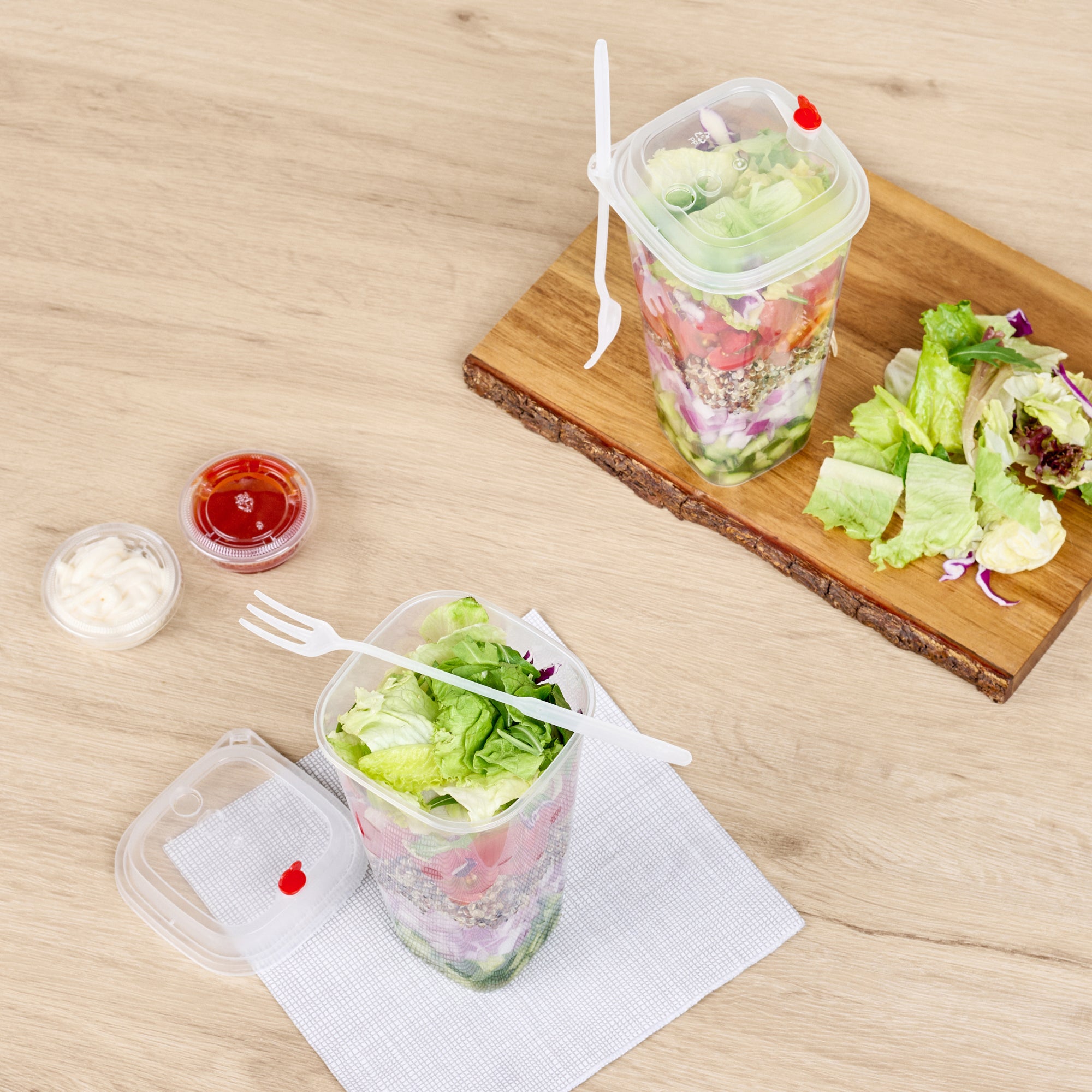24 oz Clear Plastic Salad To Go Containers with Lids & Forks - 100 Pack | BPA-Free Meal Prep Containers for Office Lunch, Picnics & Healthy Eating On The Go