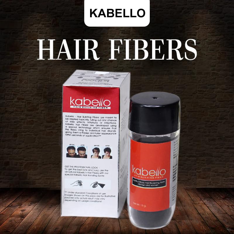 Kabello Fiber Hair Powder for Men & Women - Natural Hair Thickening & Bald Spot Coverage - 15g Brown | Instant Volume & Confidence for Daily Styling & Special Occasions