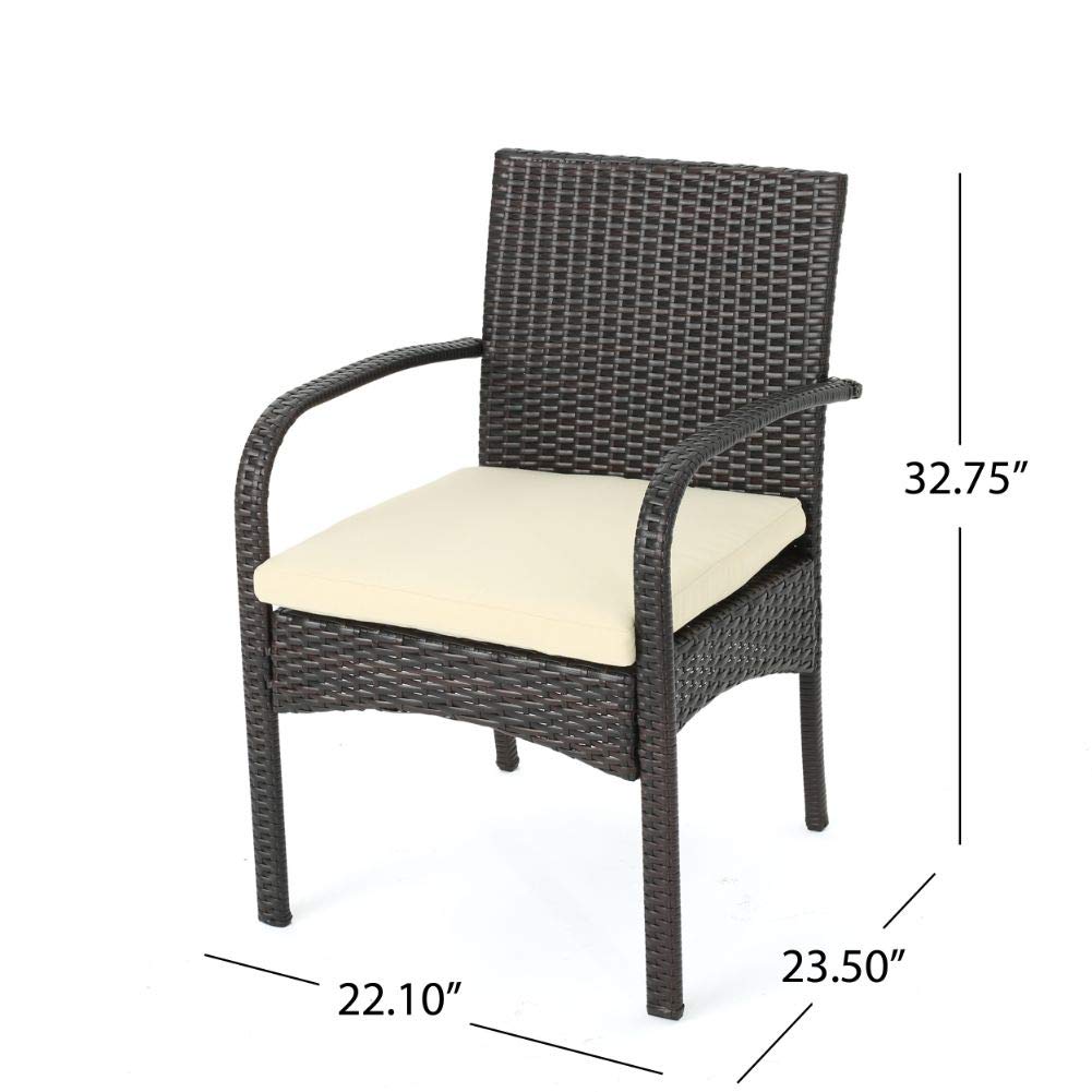 Christopher Knight Home Cordoba Outdoor PE Wicker Dining Chairs Set of 2 - Weather-Resistant Multibrown Patio Furniture for Garden, Poolside & Backyard Dining