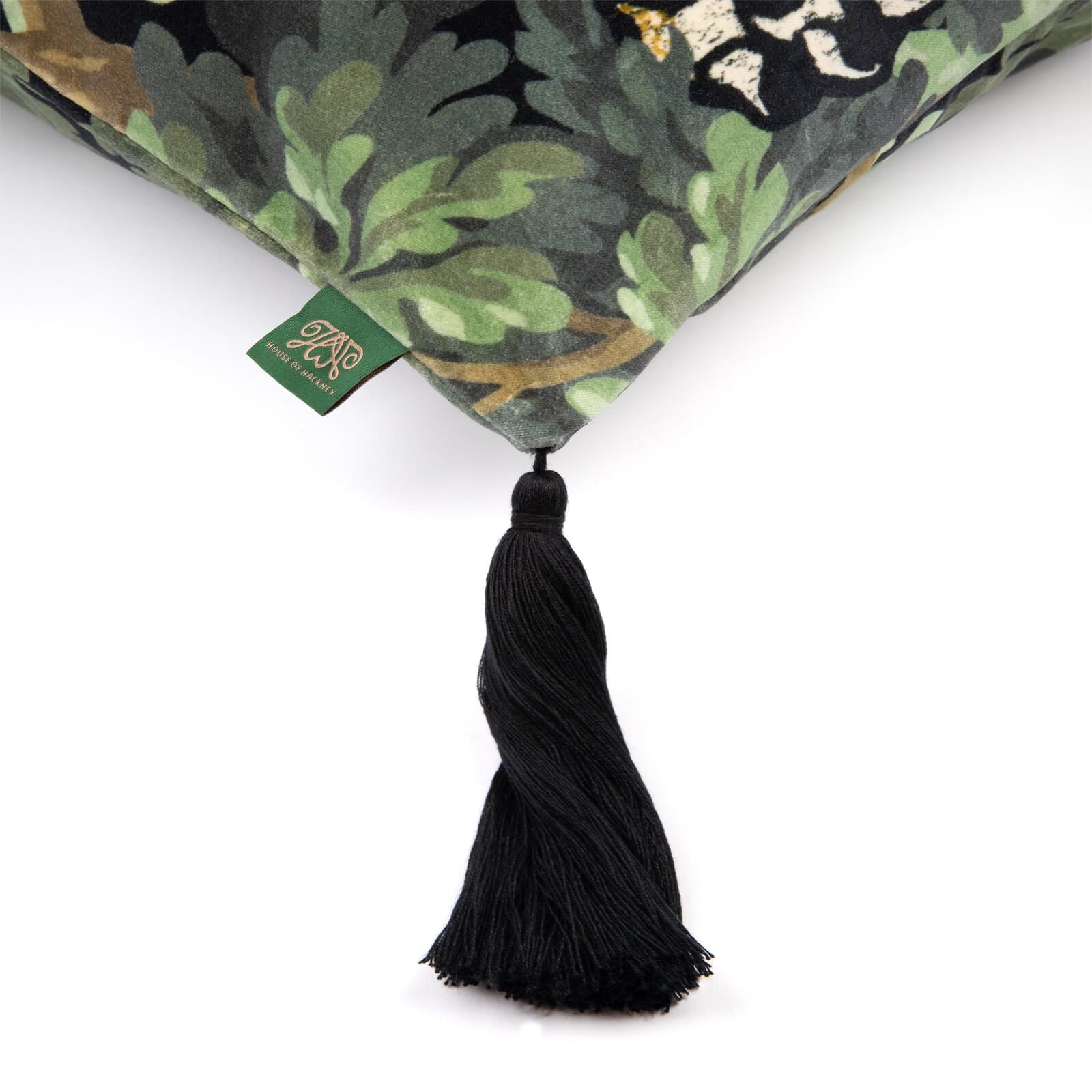 FORIS SABER Large Velvet Cushion with Tassel - Noir Black Luxury Throw Pillow for Sofa, Bed & Home Decor