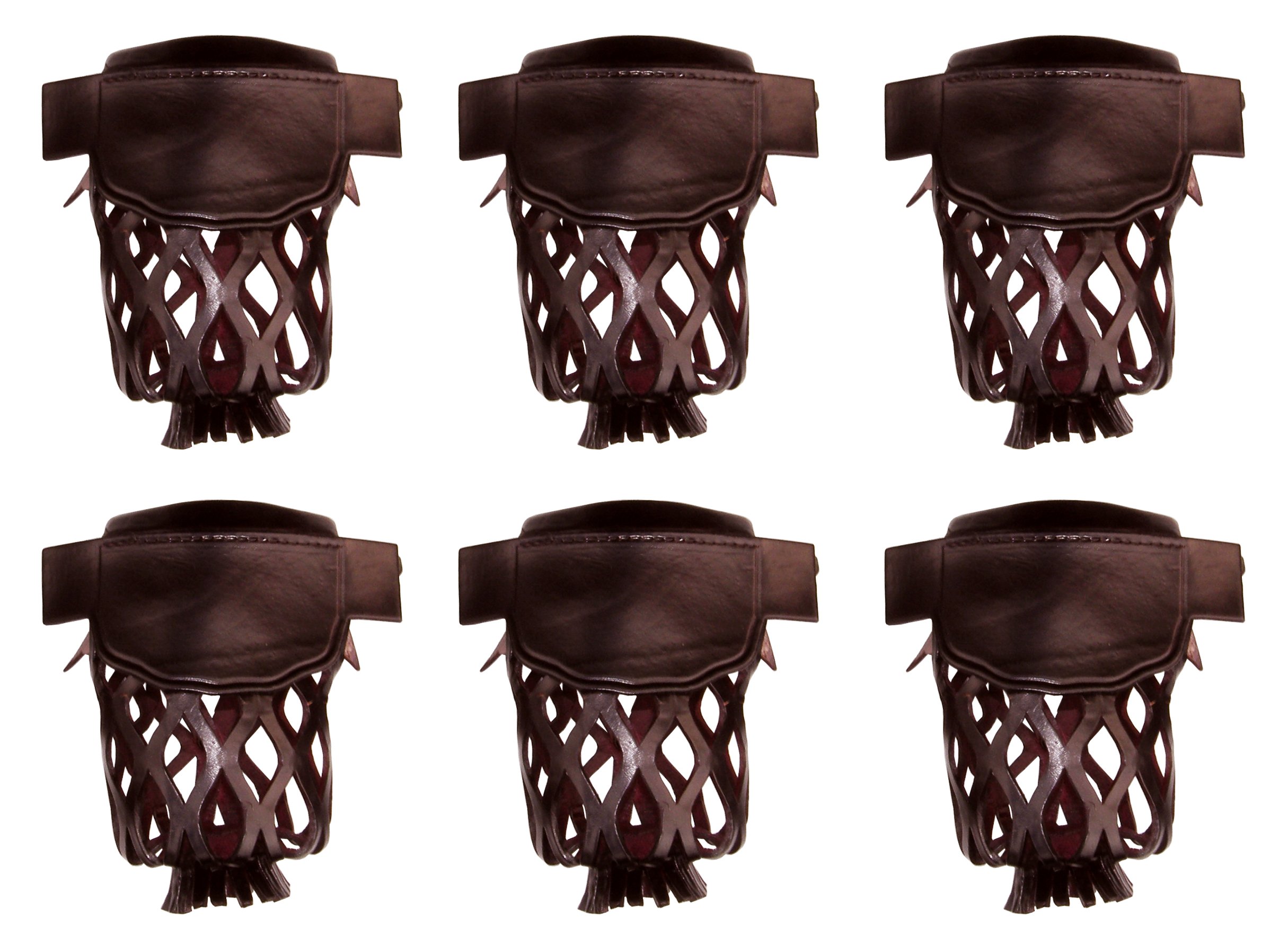 Premium Set of 6 Genuine Leather Billiard Pockets - Cherry Red - Replacement Pool Table Pockets for Professional & Home Game Rooms - Perfect for Tournament Play & Family Entertainment