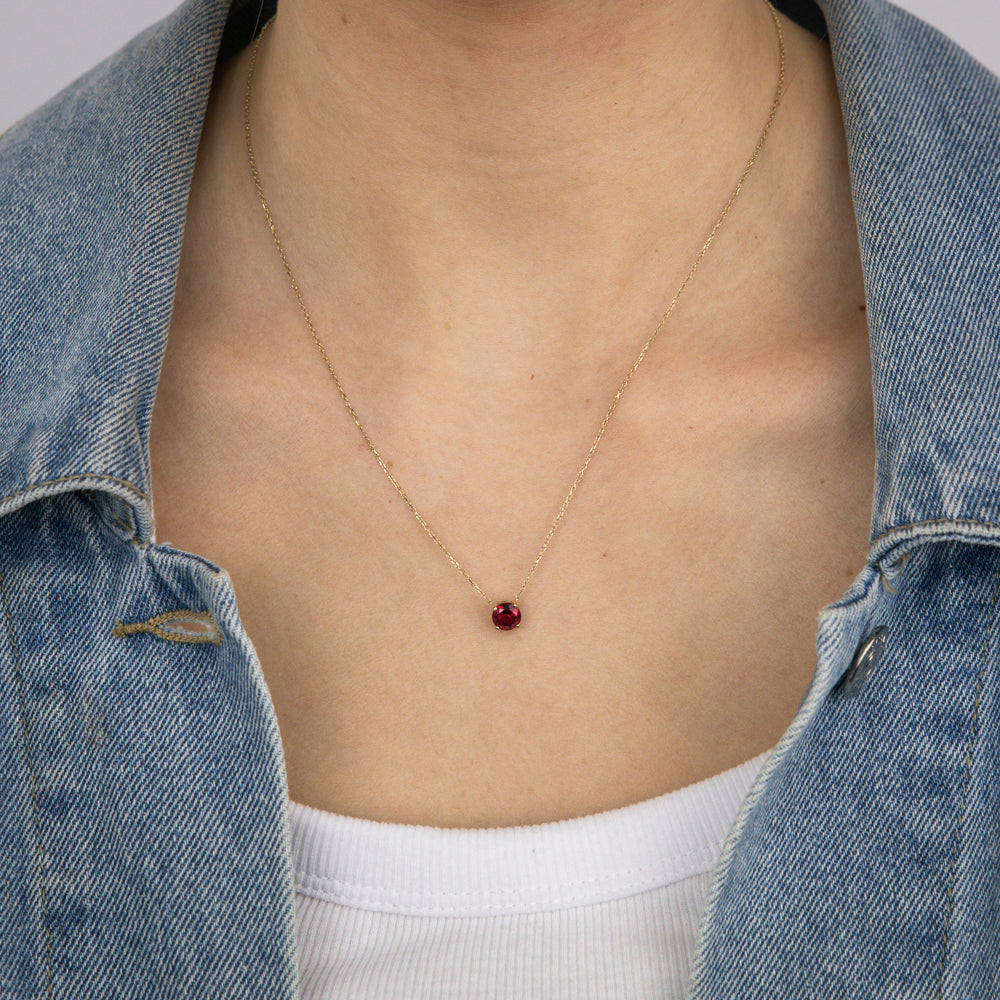 0.67 Carat Lab-Created Ruby Pendant Necklace with 45cm 9ct Yellow Gold Chain - Elegant Jewelry Gift for Women, Perfect for Weddings, Anniversaries & Special Occasions