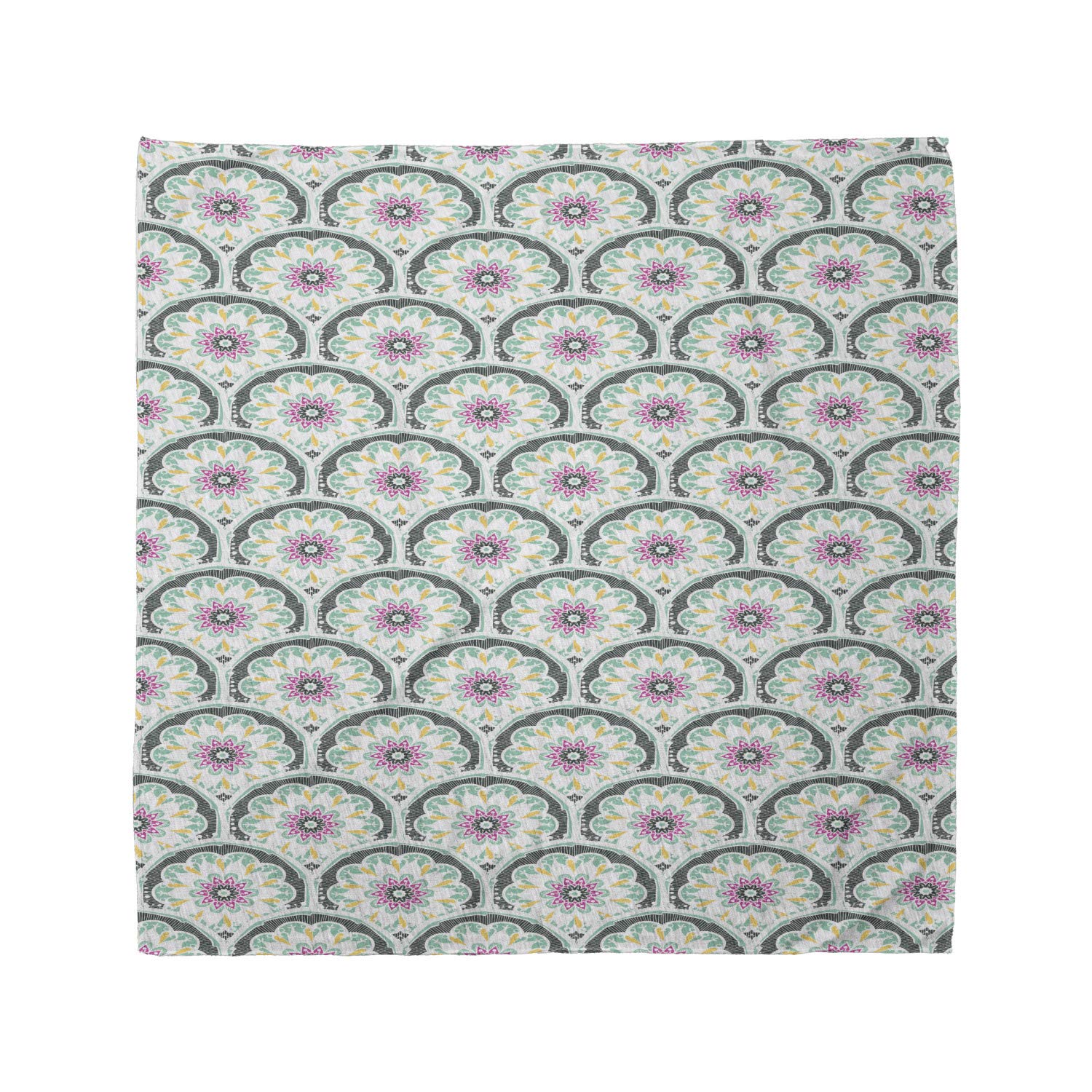 Ambesonne Oriental Unisex Bandana - Ottoman Floral Pattern in Sea Green & Hot Pink - Fashion Accessory for Men & Women - Perfect for Outdoor Activities, Concerts, and Style Statements
