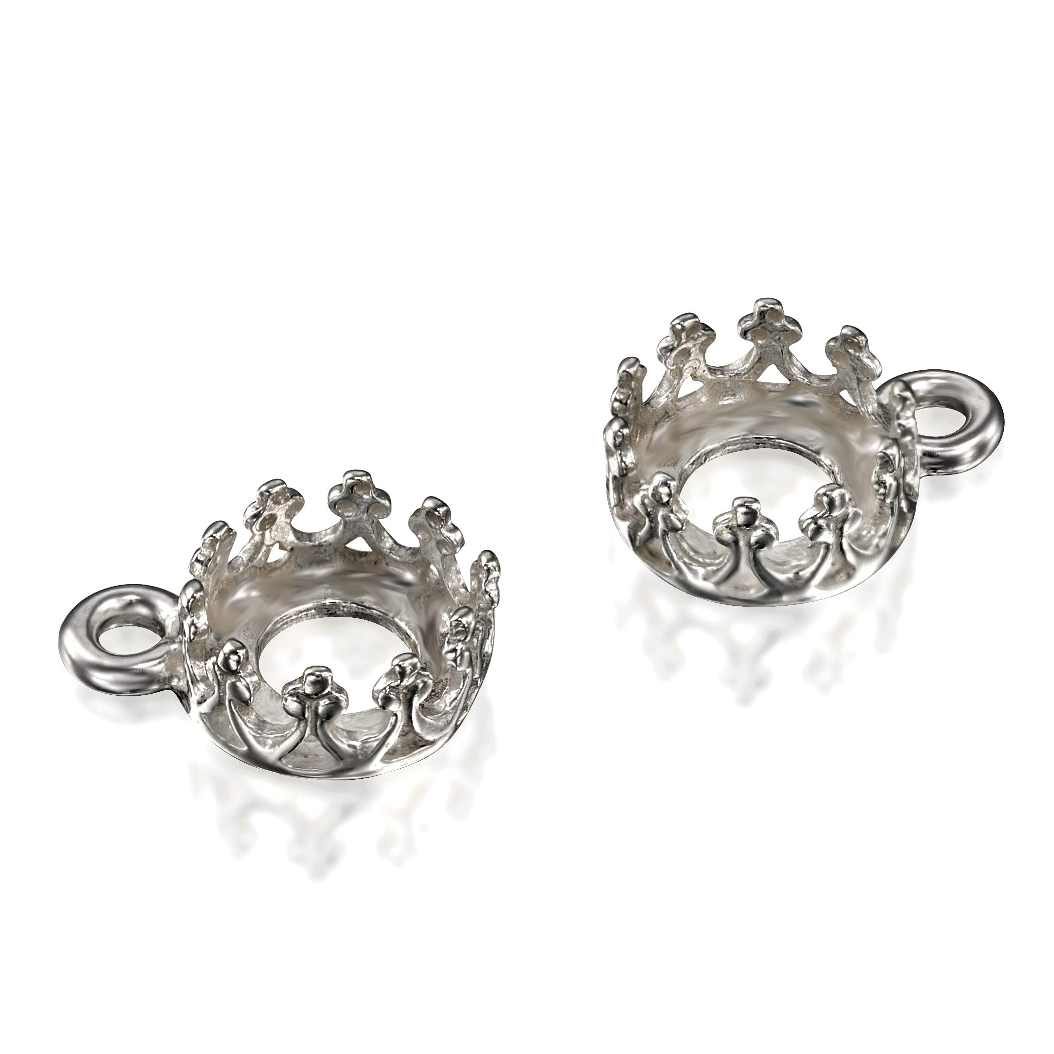 925 Sterling Silver Pendant Trays for Jewelry Making - 4pcs 6mm Round Crown Bezel Settings with Loop - DIY Silver Bezel Cups for Rings, Pendants & Earrings - Perfect for Handmade Jewelry Crafting and Gift Making