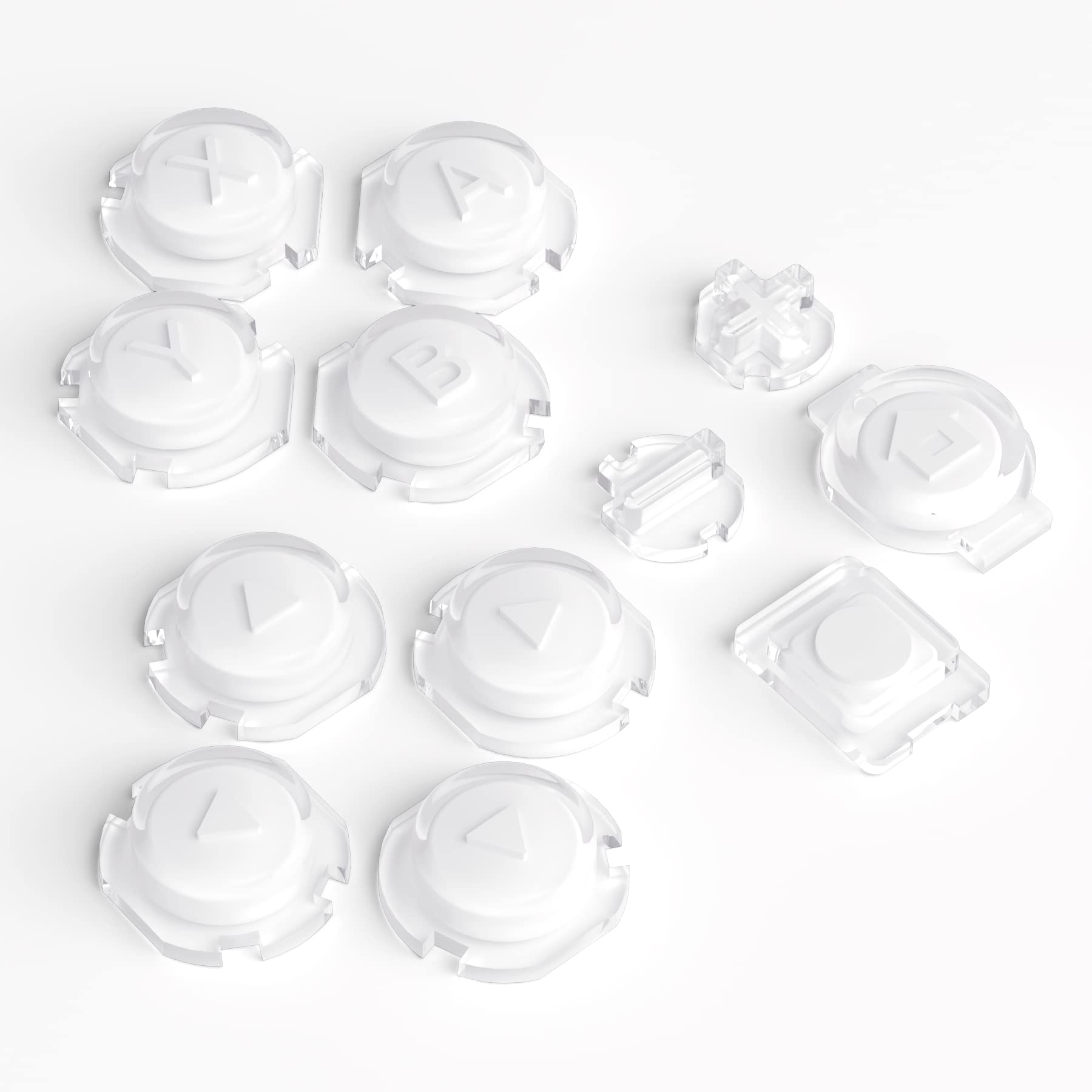 eXtremeRate White & Clear Jelly Buttons for Nintendo Switch JoyCon - Custom ABXY Direction Home Capture + - Keys, DIY Replacement Face Buttons for Switch & Switch OLED | Gaming Accessories for Enhanced Controller Experience