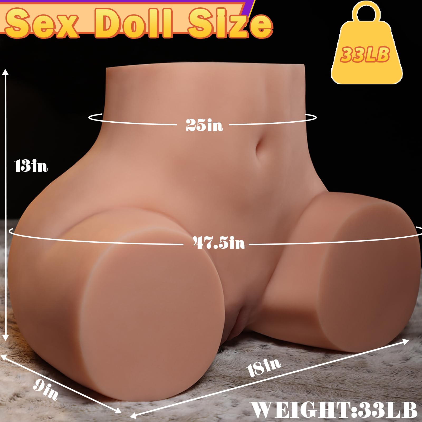 Realistic 33LB Life Size Male Masturbator Sex Doll with Big Ass & Soft Pussy - Dual Hole Vagina & Tight Anal for Deep Pleasure - Adult Sex Toy for Men | Perfect for Solo Play & Fantasy Fulfillment