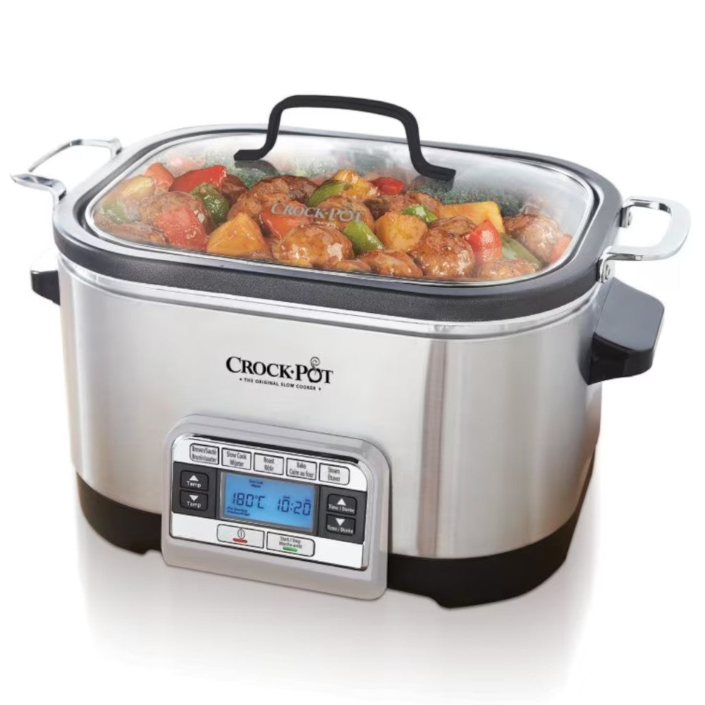 Crock-Pot 6 Quart 5-in-1 Multi-Cooker Slow Cooker, Pressure Cooker, Rice Cooker, Steamer & Sauté Pan - Perfect for Family Dinners, Meal Prep & Holiday Cooking (Model CKCPSCMC6-033)