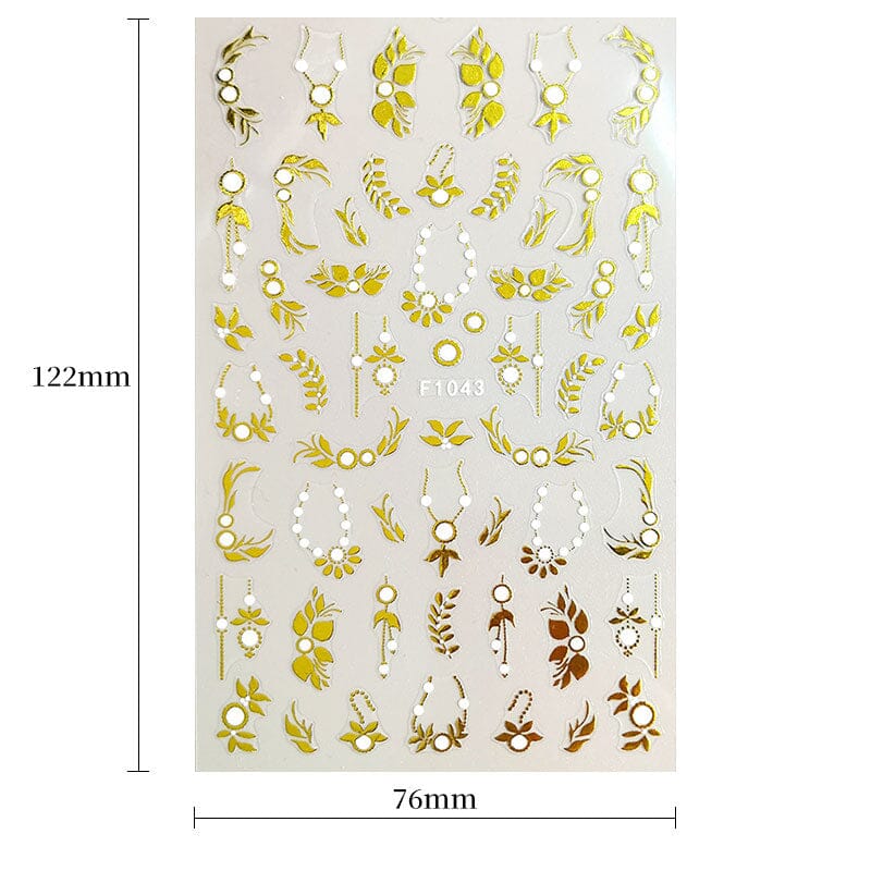 Golden 3D Flower Nail Stickers - Elegant Floral Nail Art Decals for Women - Perfect for Parties, Weddings, and Special Occasions