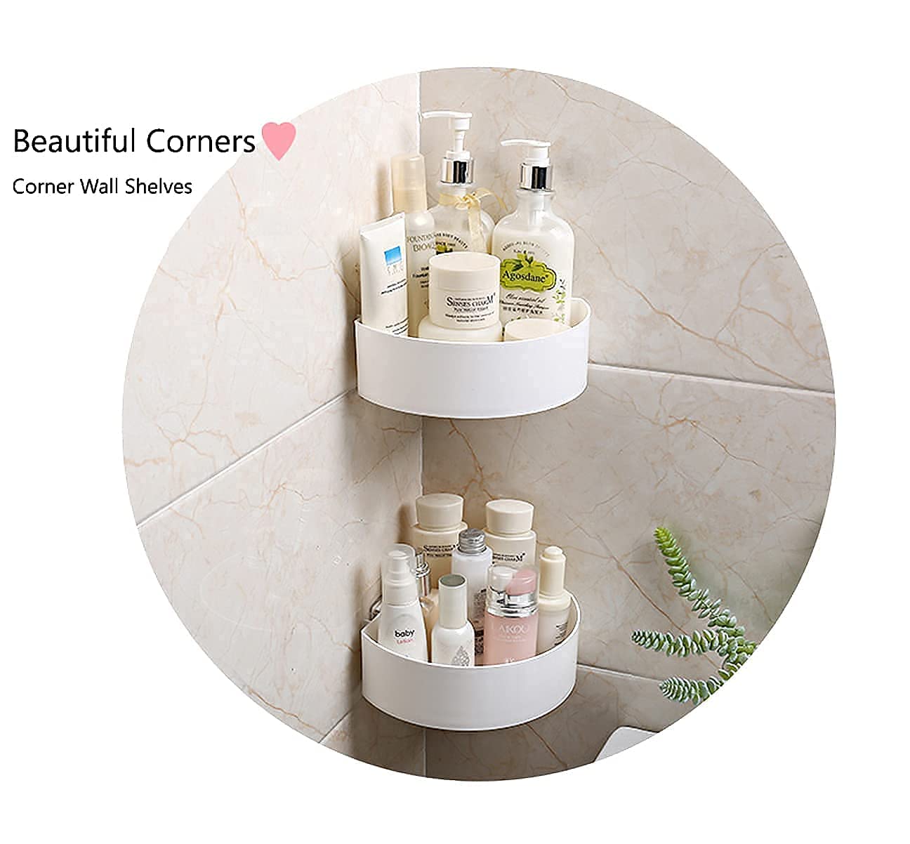 Triangle Corner Storage Organizer - Adhesive Shower Caddy Wall Mount Shelf for Bathroom & Kitchen - No Drilling Required - Space Saving Bathroom Shelves & Shower Organizer (1Pcs, White) - Perfect for Small Bathrooms, Showers & Kitchen Corners