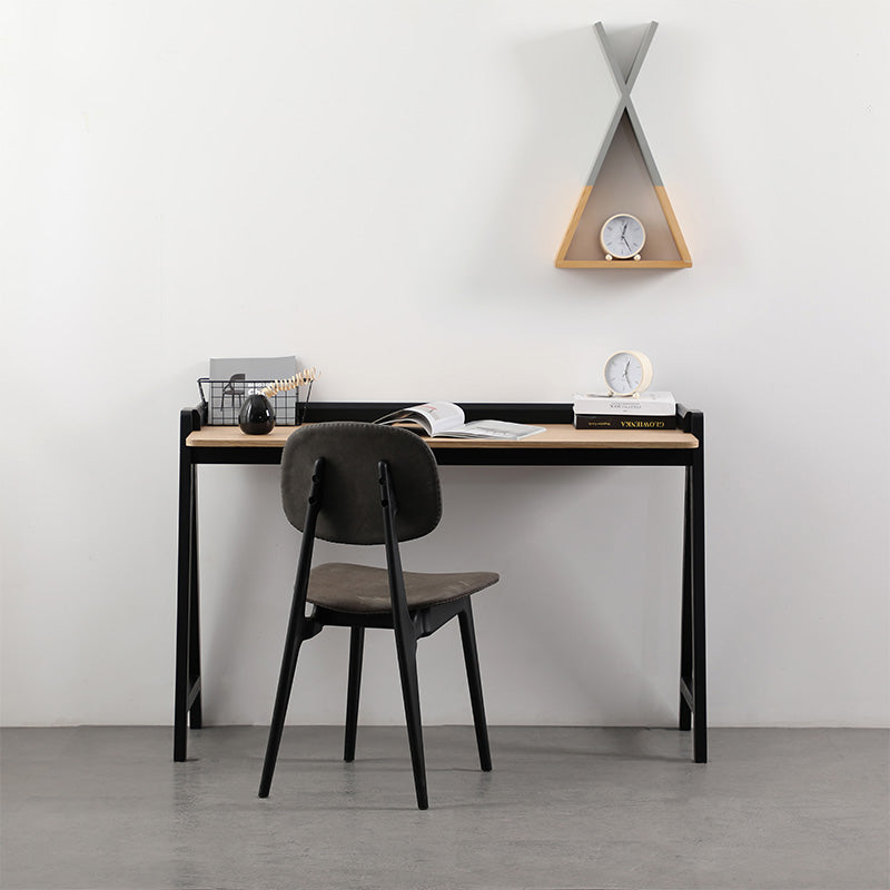YARA Study Desk 118cm - Black & Natural Wood Writing Table for Home Office, Student Desk with Storage Shelf | Perfect for Small Spaces, Dorm Rooms & Work from Home Setup
