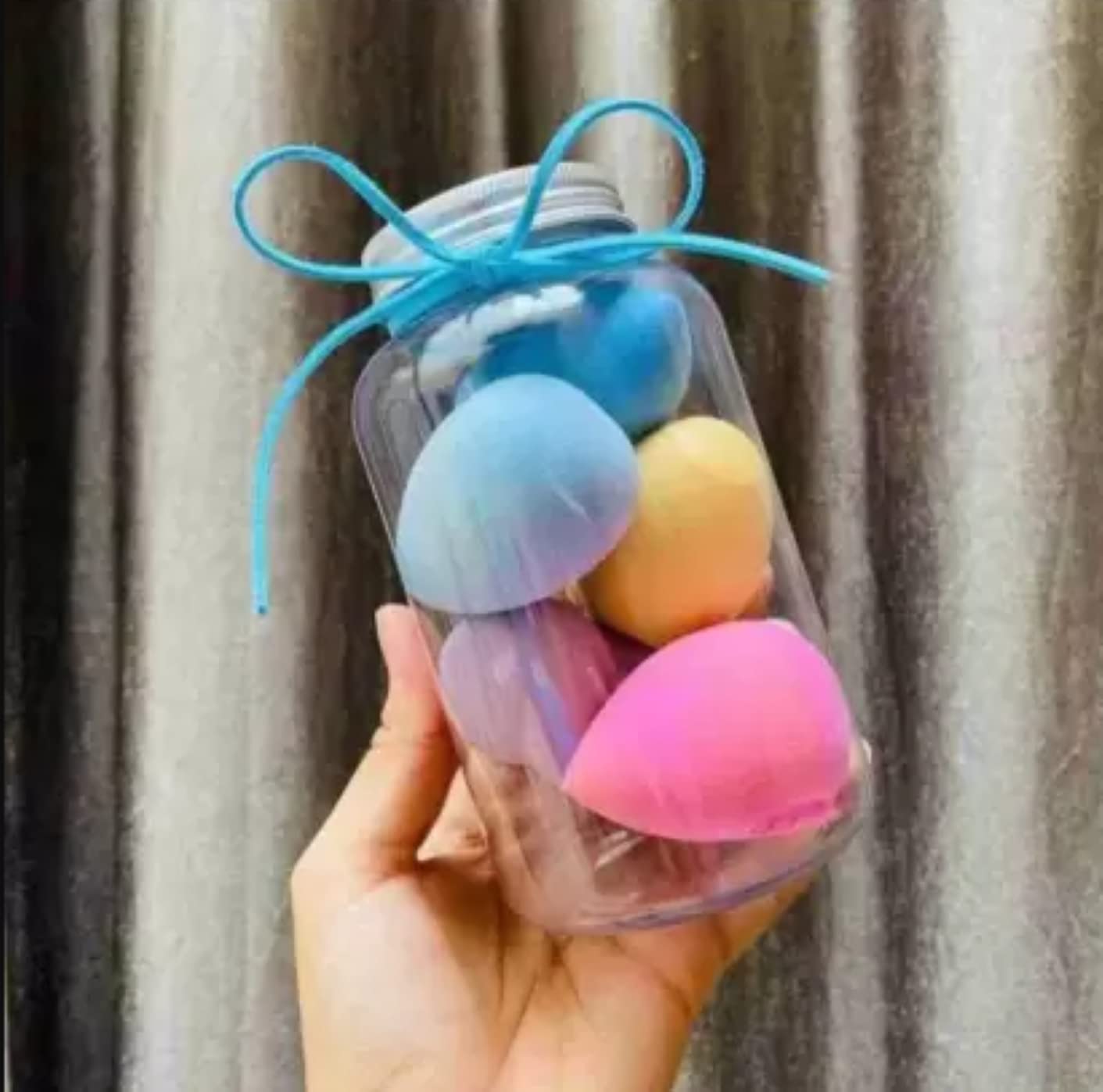 Feelhigh Cosmetics 5-Piece Blender Sponge Set with Jar Storage - Premium Makeup Beauty Blending Puff for Flawless Foundation Application | Perfect for Travel, Professional Makeup Artists & Everyday Use