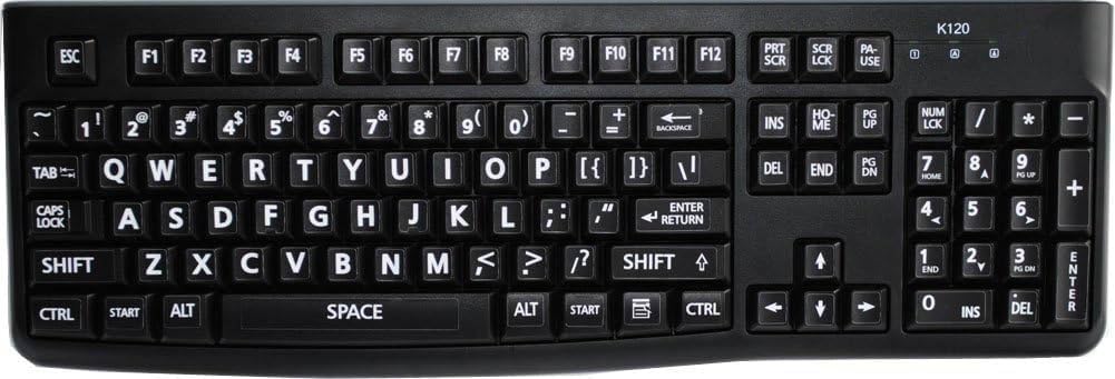 English US Large Lettering (Upper CASE) Keyboard Stickers - Non-Transparent Black Background for PC, Laptop & Computer Keyboards | Perfect for Typing, Coding & Office Work