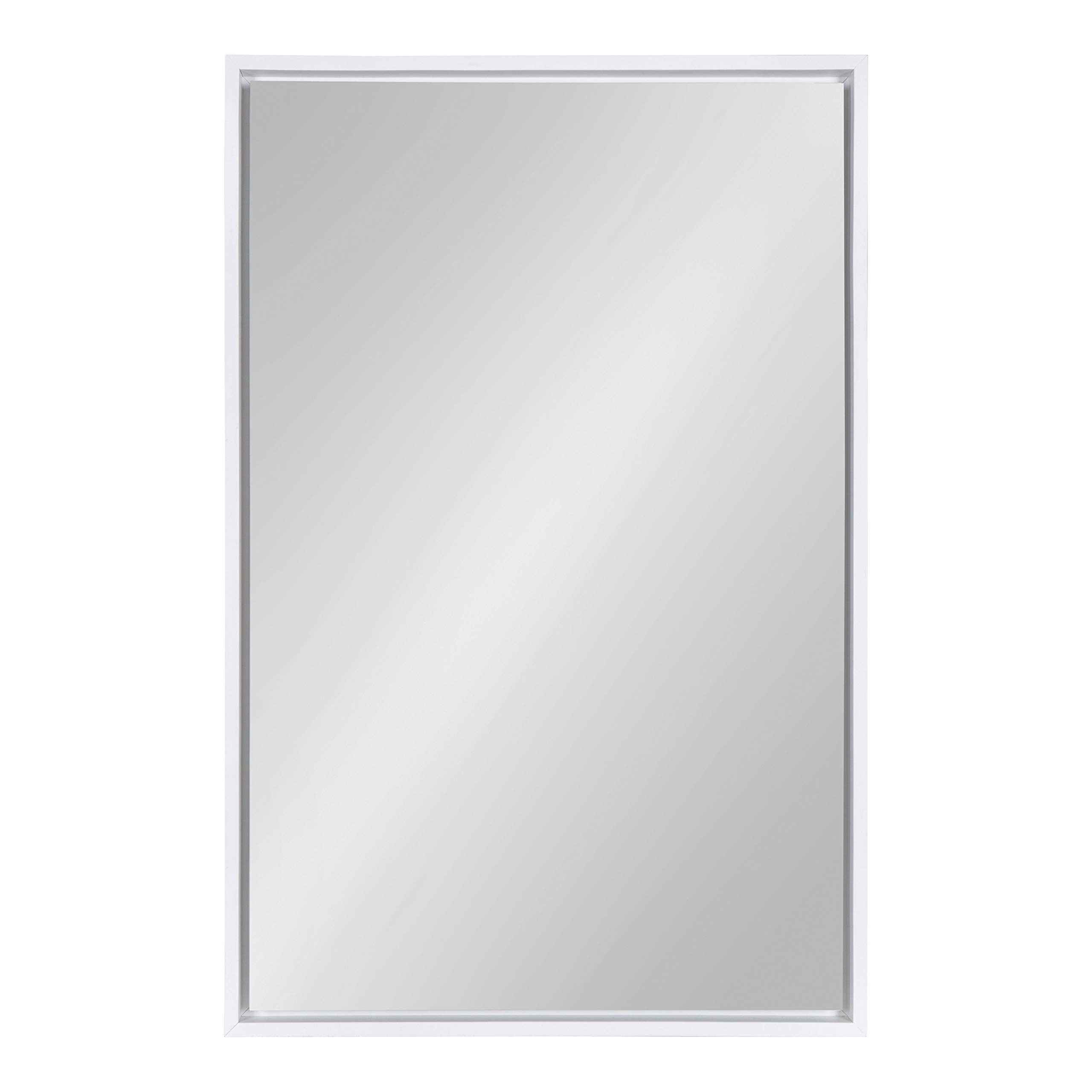 Kate & Laurel Evans Modern Floating Wall Mirror - 24x36 Inches, White Frame - Contemporary Chic Accent Mirror for Living Room, Bedroom & Entryway Decor