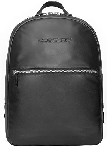 Slim Leather Laptop Backpack for Travel - Black Carry-on for Work & Commute