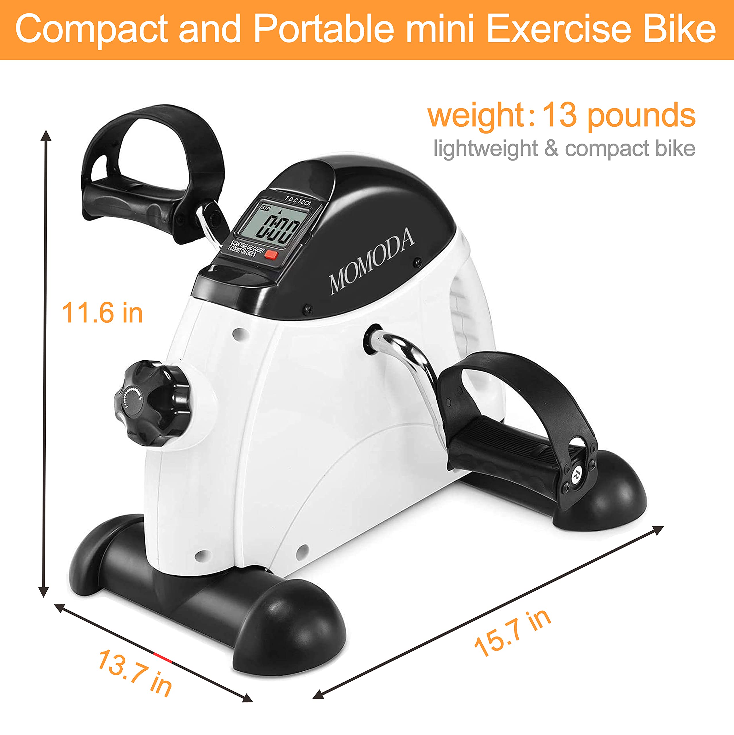 MOMODA Under Desk Bike Pedal Exerciser - Mini Exercise Bike for Leg & Arm Workouts with LCD Display - Portable Home & Office Fitness Equipment for Sedentary Workers & Students