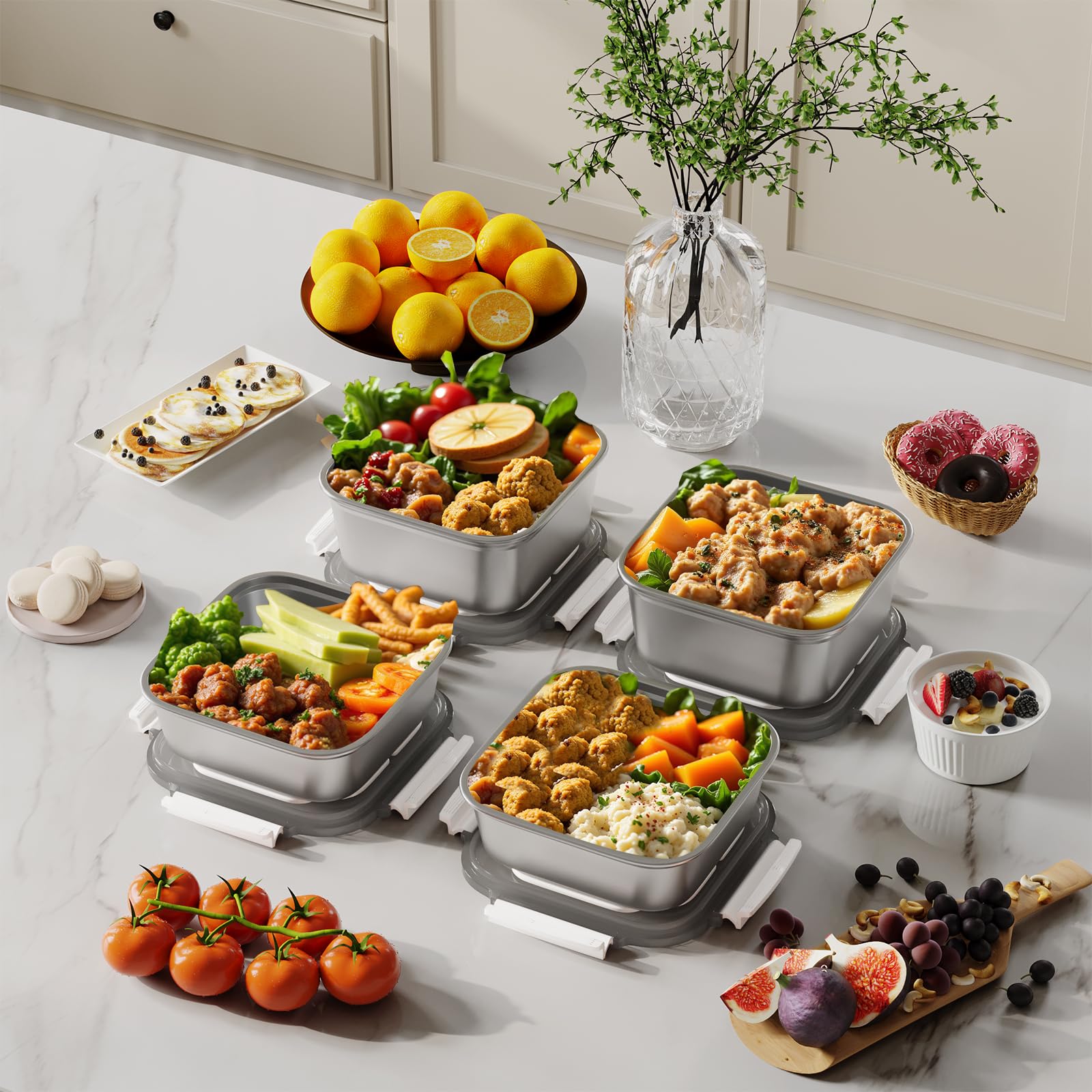 Airtight Food Storage Containers Set with Lids - 1.5qt & 2.2qt BPA-Free Leakproof Kitchen Containers for Meal Prep, Pantry Organization & Freezer/Dishwasher/Oven Safe - Perfect for Leftovers, Bulk Food Storage & Home Organization