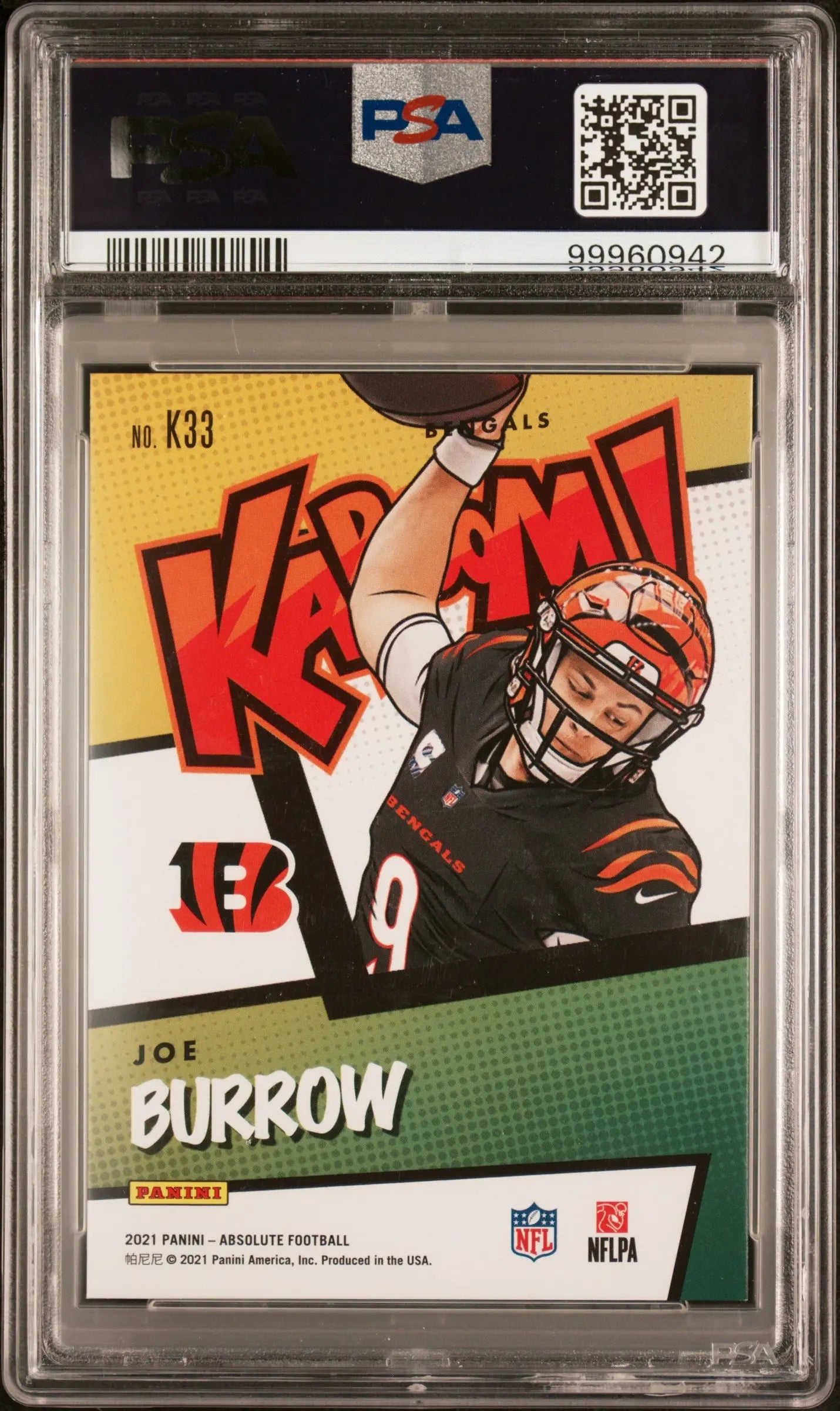 2021 Panini Absolute Kaboom! Joe Burrow #K33 PSA 8 Football Trading Card - Perfect for Collectors, Sports Fans & Fantasy Football Enthusiasts