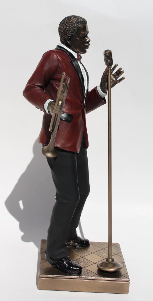 African American Jazz Band Male Singer with Trumpet - Cold Cast Bronze Statue Figurine 11.6 Inch Tall - Perfect for Music Lovers, Jazz Decor, and Collector's Display