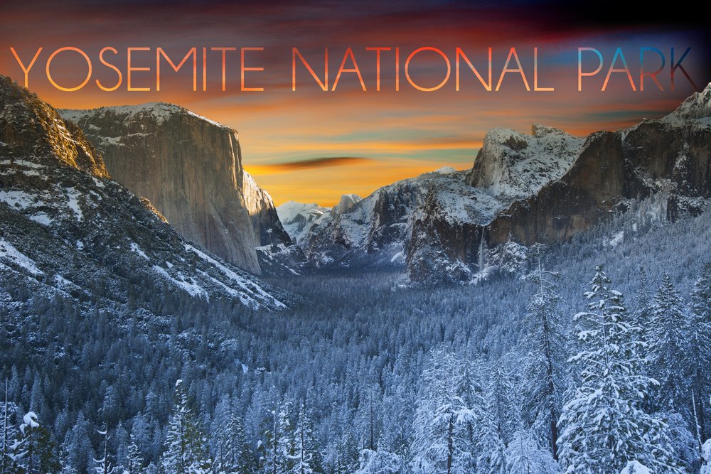 Yosemite National Park Winter Valley Landscape - 24x36 Signed Art Print Poster, California Wall Decor for Living Room, Office & Bedroom